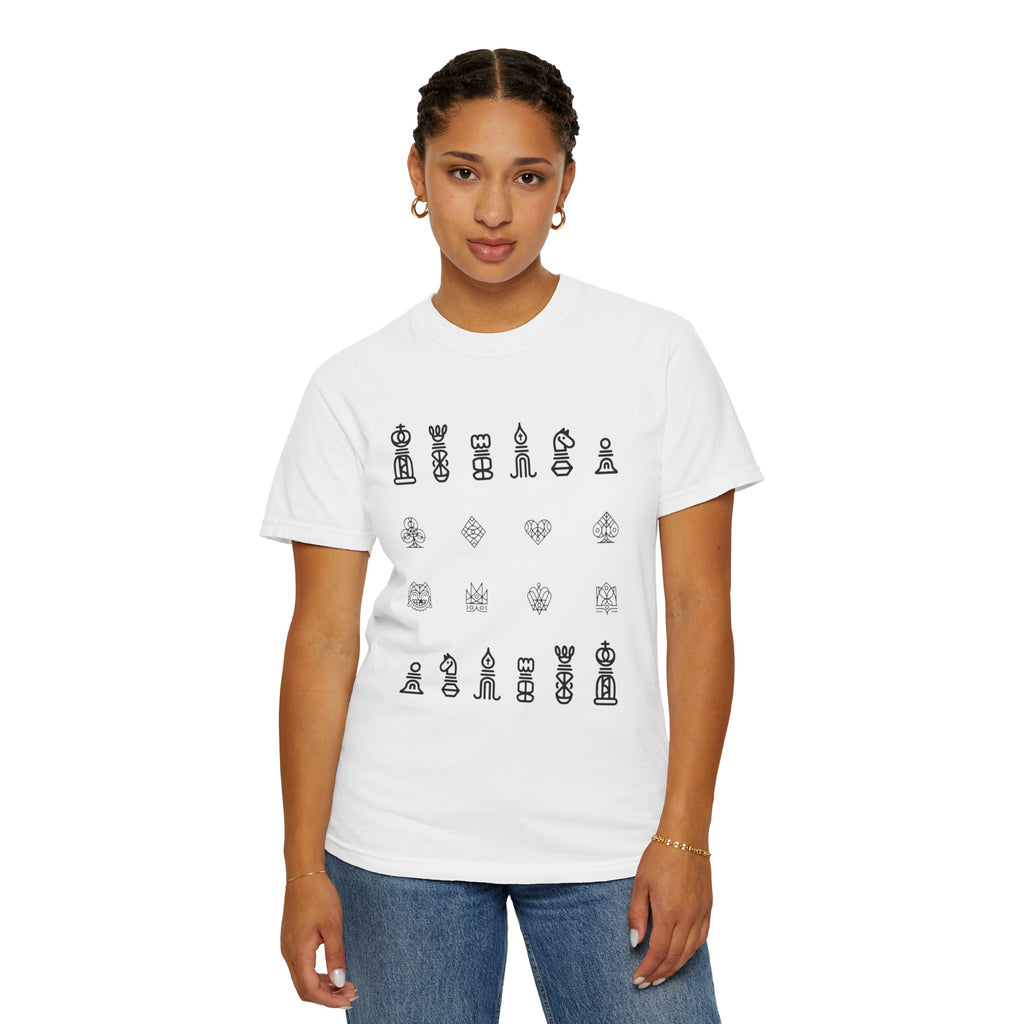 Minimalist Chess Pieces T-Shirt | Line Art Chess Icons