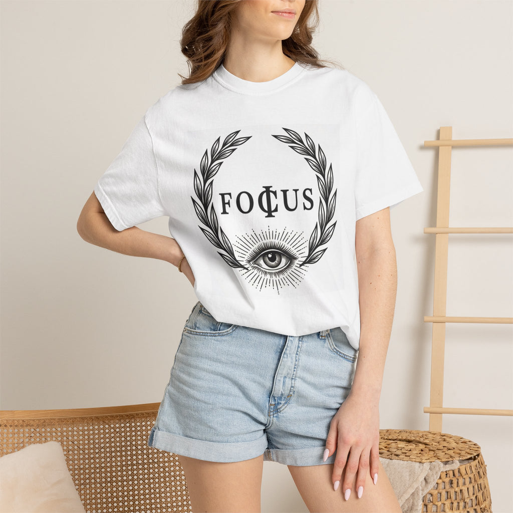 Focus Eye Laurel T-shirt | All-Seeing Eye Illustration, Motivational Typography