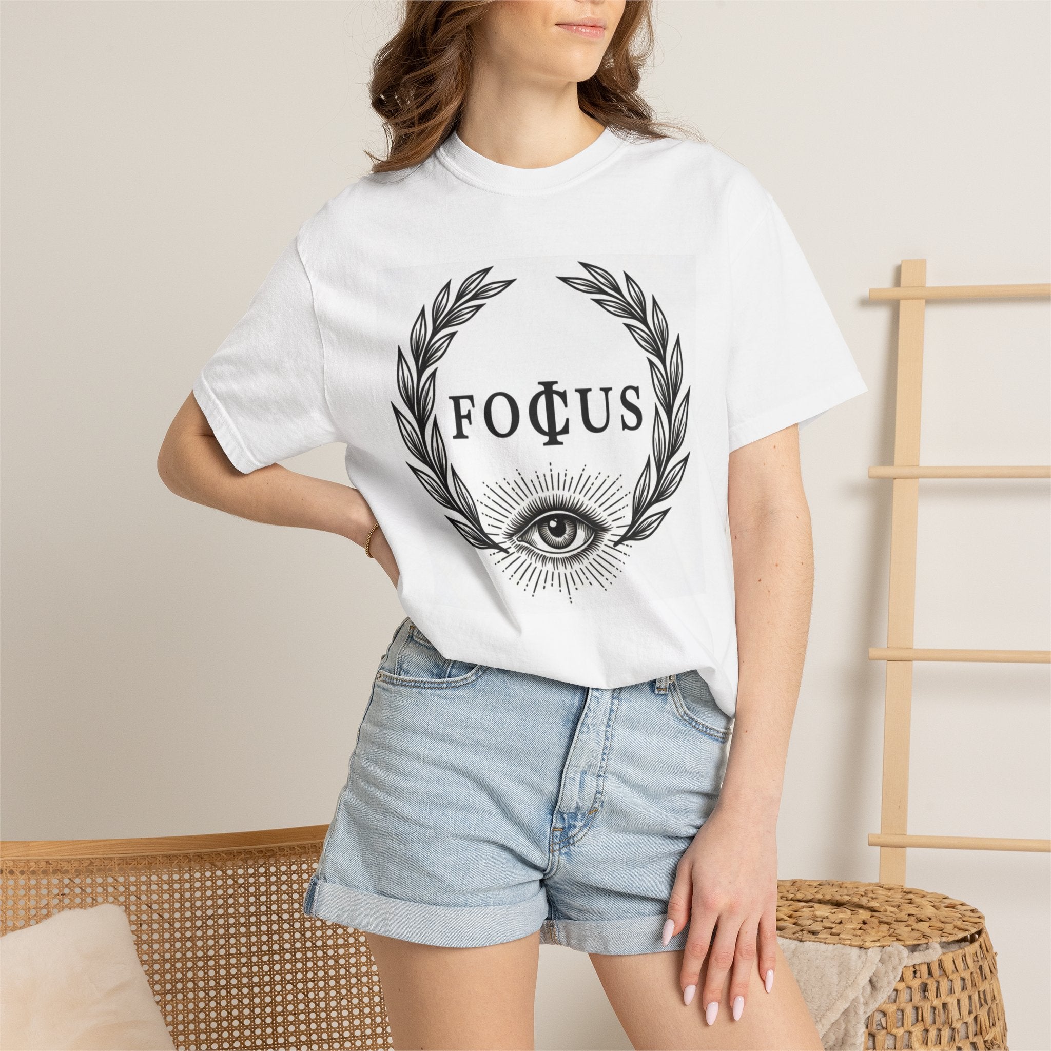 Focus Eye Laurel T-shirt | All-Seeing Eye Illustration, Motivational Typography