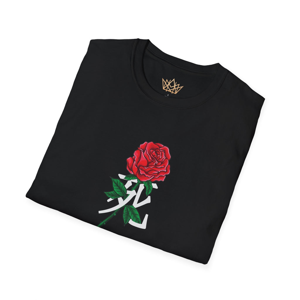 Rose Graphic T-Shirt with Japanese Kanji