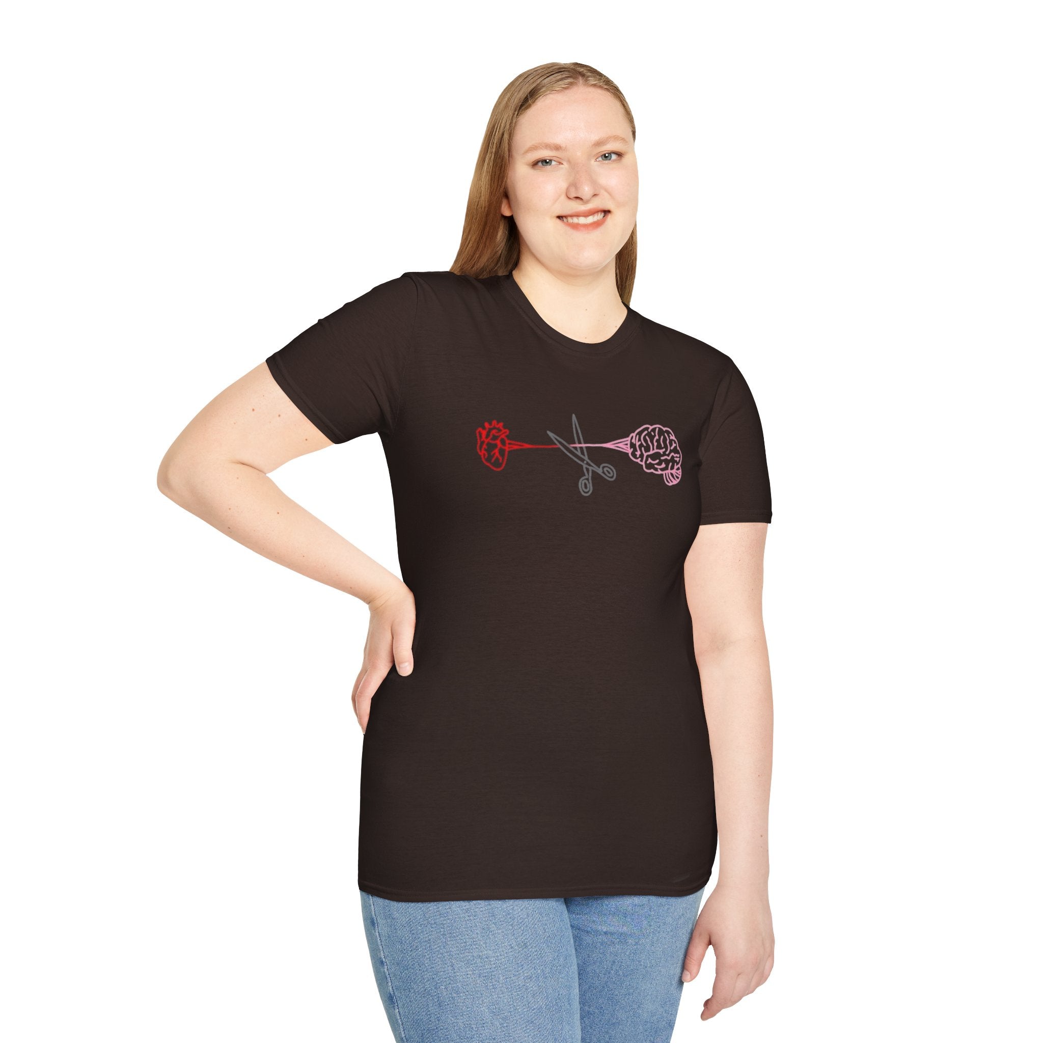Heart and Brain Scissors T-Shirt | Heart vs Brain Illustration