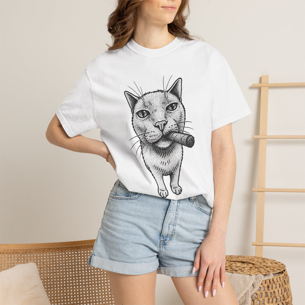 Zigarrenkatze T-Shirt – Grafik-T-Shirt „Don't Stop“.