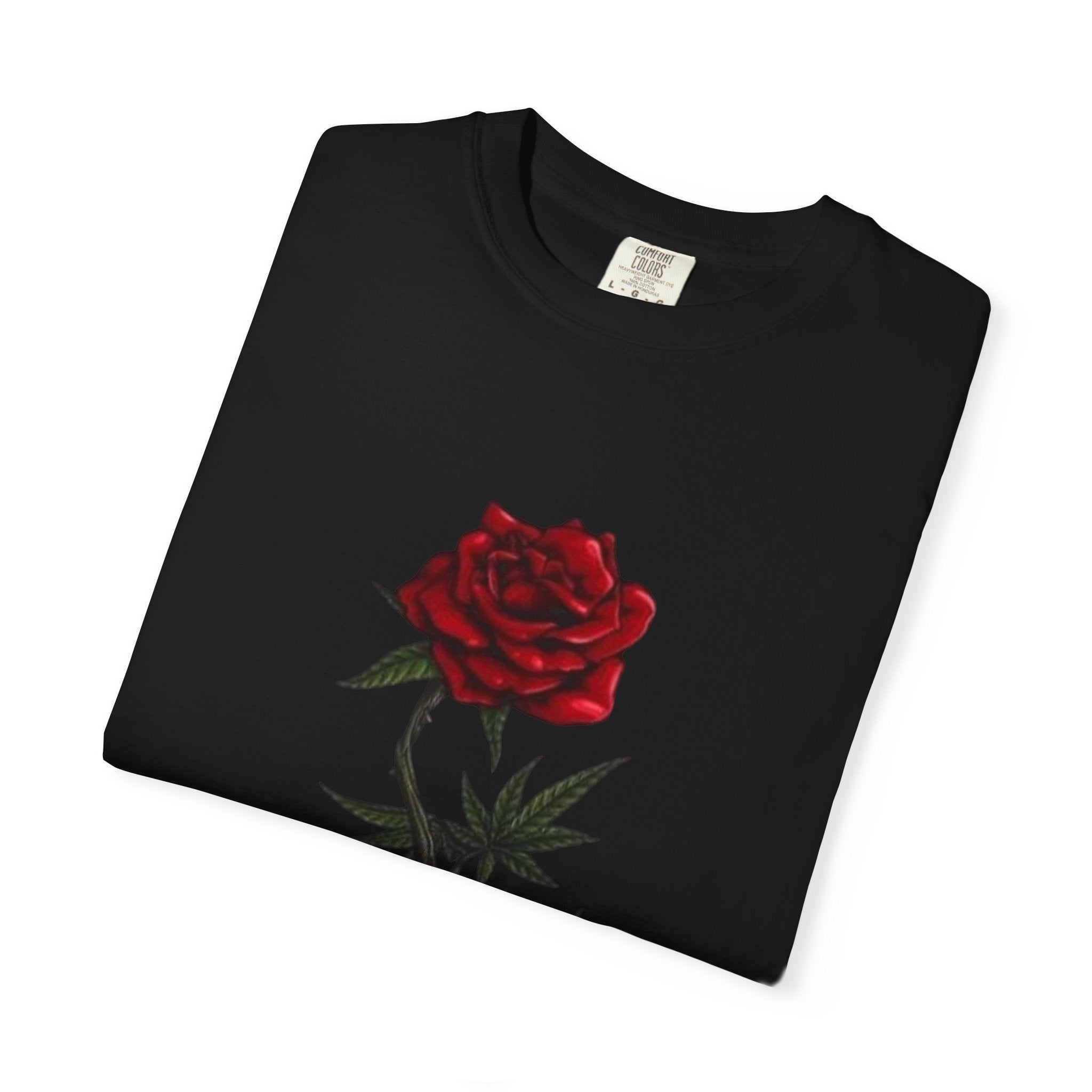 Red Rose Illustration T-Shirt | Single Stem Floral Tee