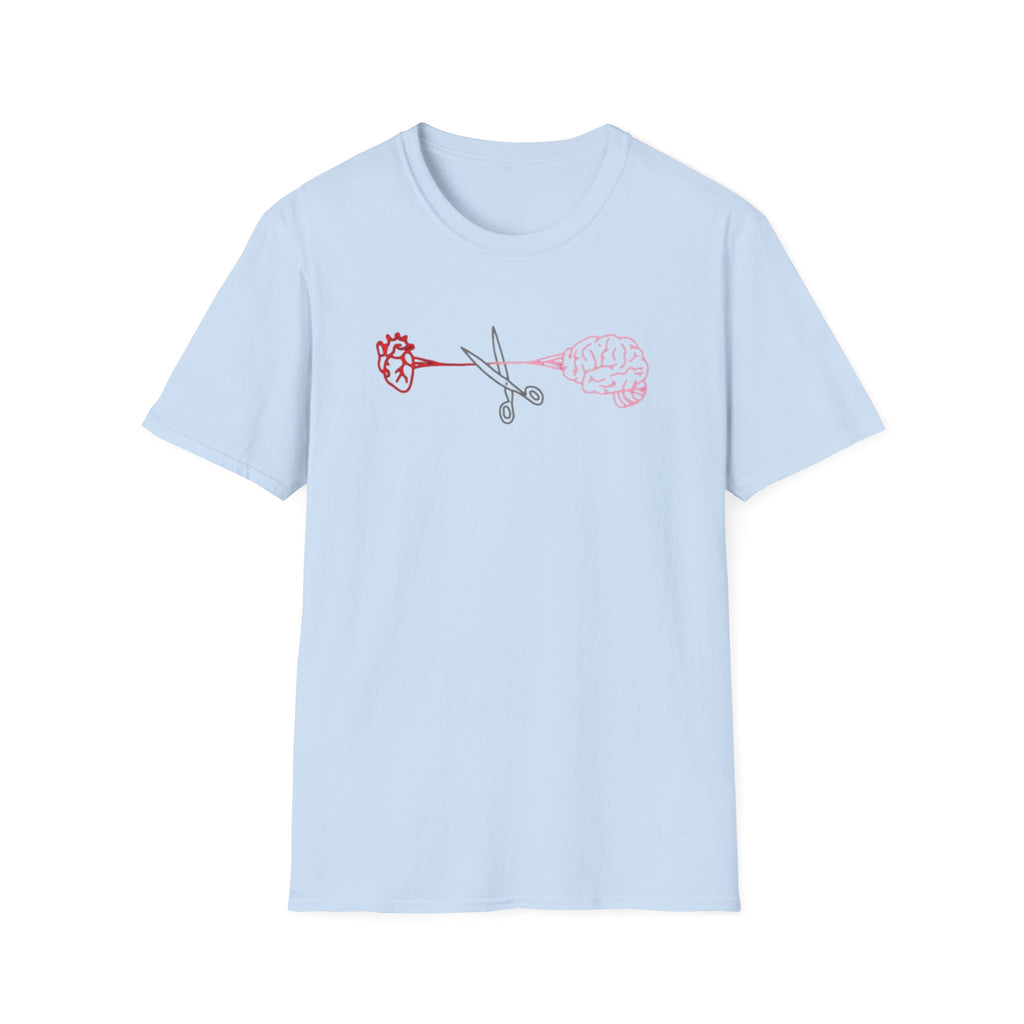 Heart and Brain Scissors T-Shirt | Heart vs Brain Illustration