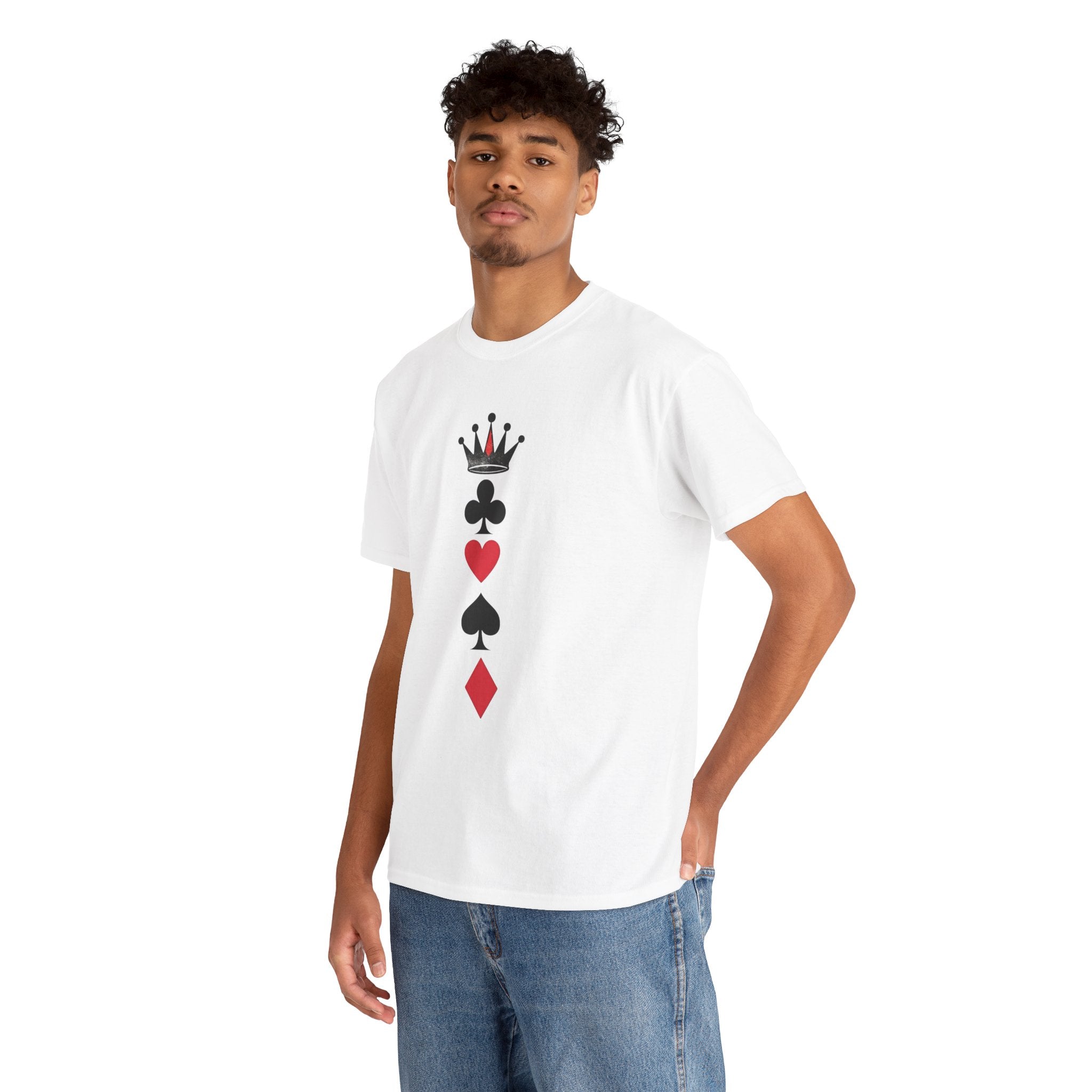 Playing Card Suits Tee — Crown & Suits Vertical Design
