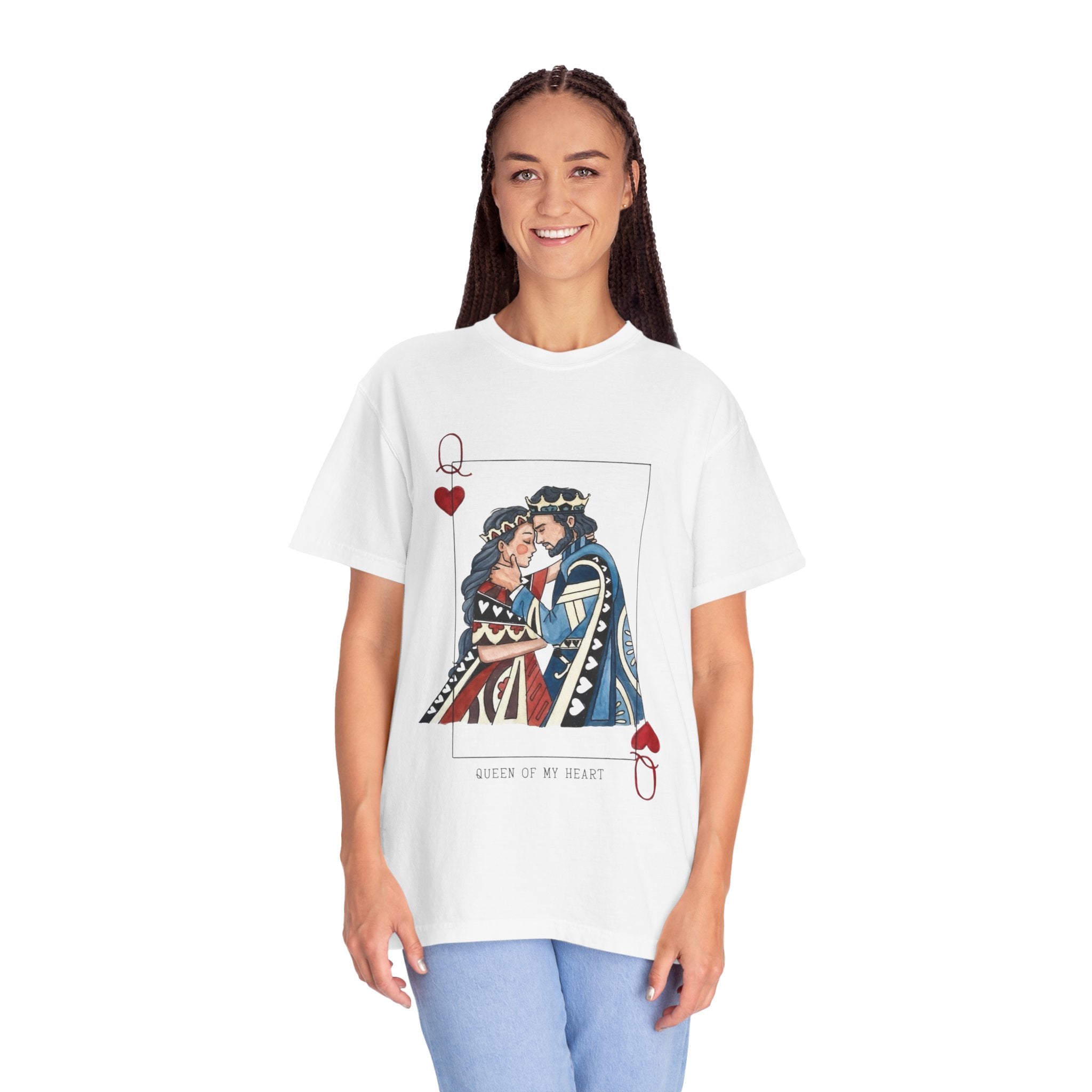 T-Shirt — King & Queen Playing Card 'Queen of My Heart' Romantic Graphic Tee