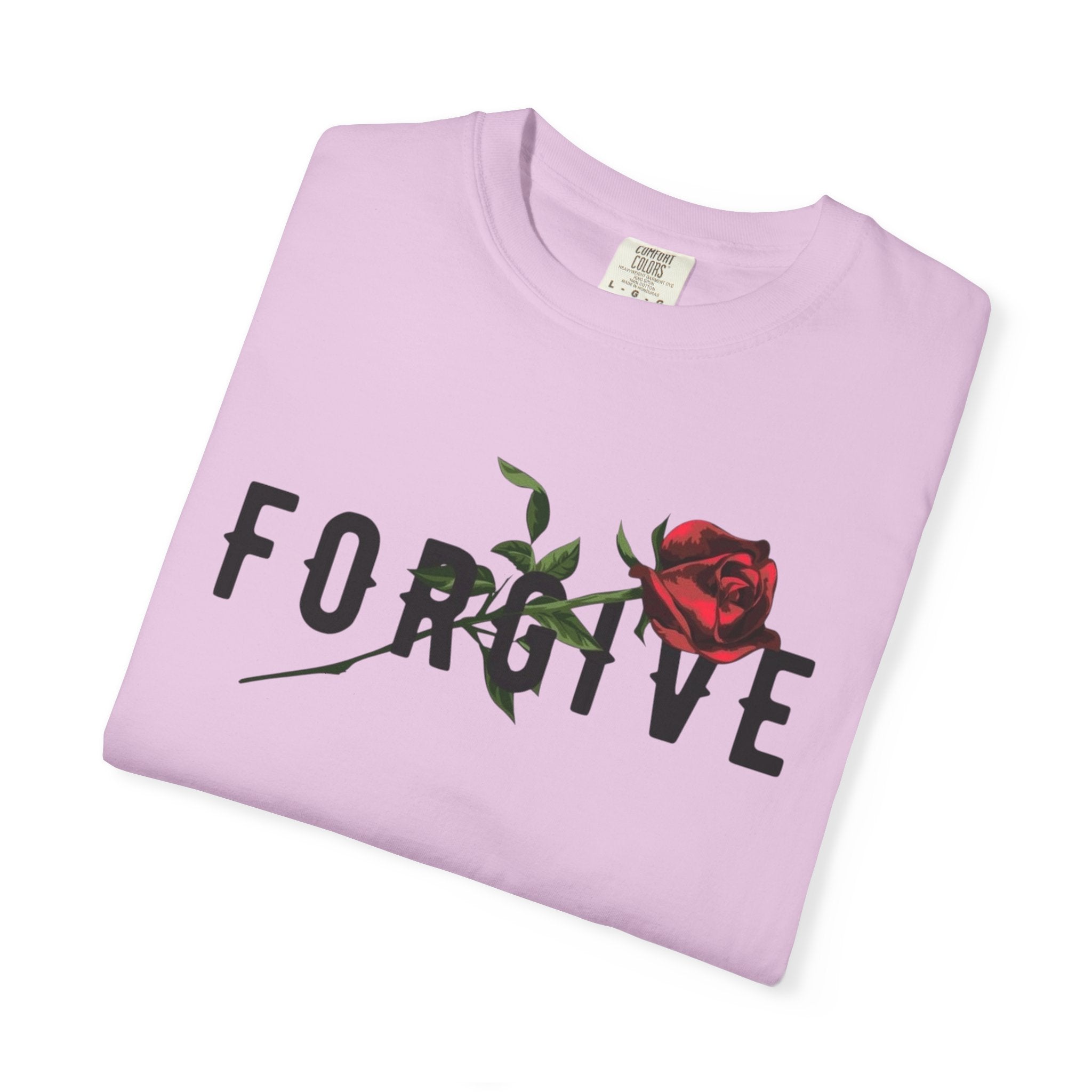 Forgive Rose T-Shirt — Floral Typography Graphic Tee