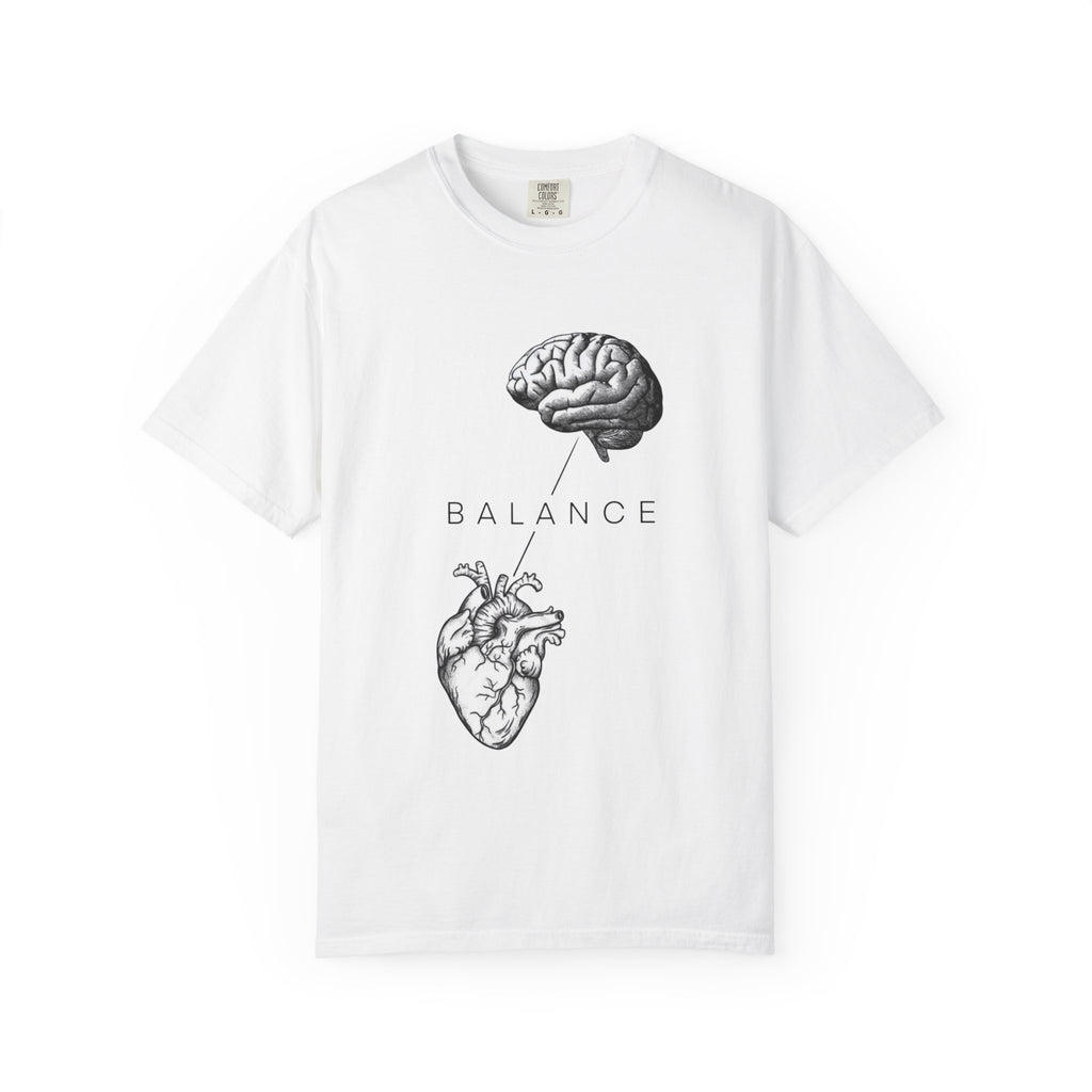 Balance Heart & Brain T-Shirt — Anatomical Illustration Tee