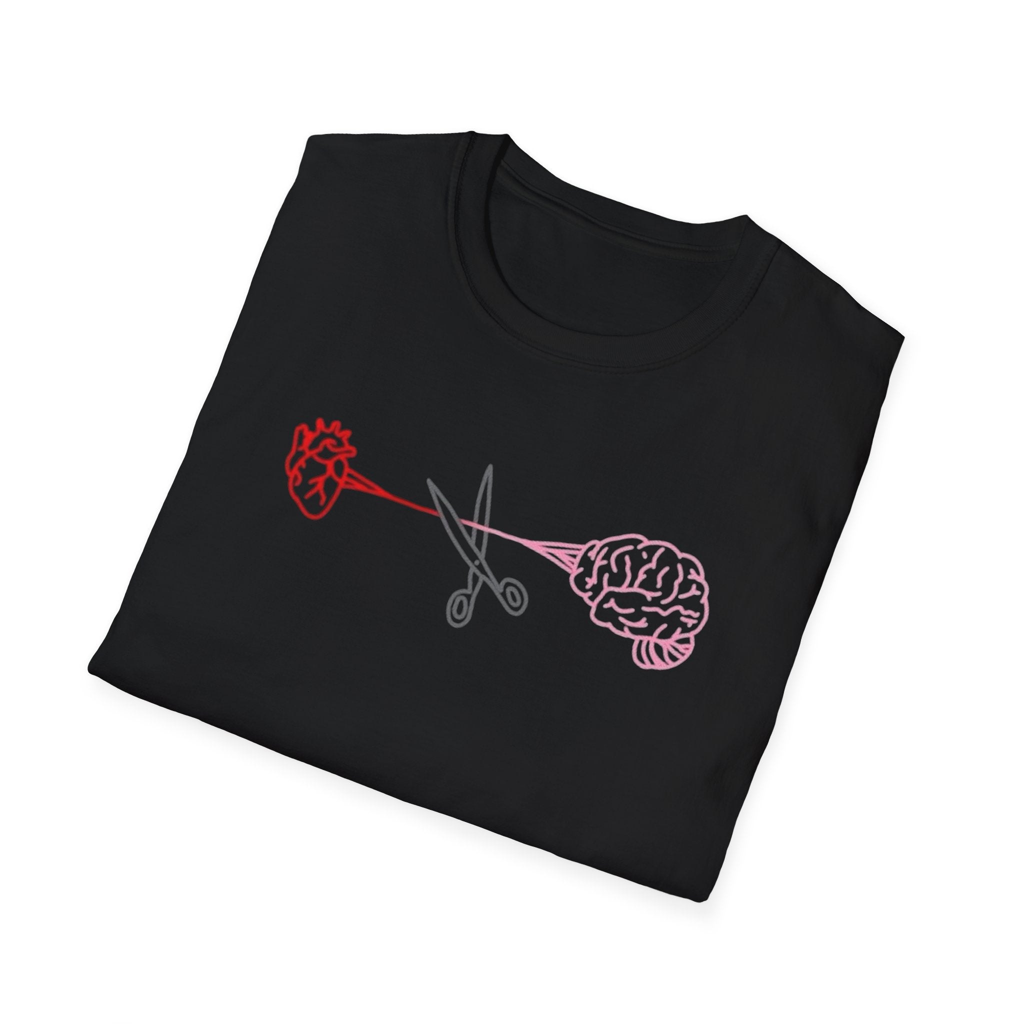 Heart and Brain Scissors T-Shirt | Heart vs Brain Illustration
