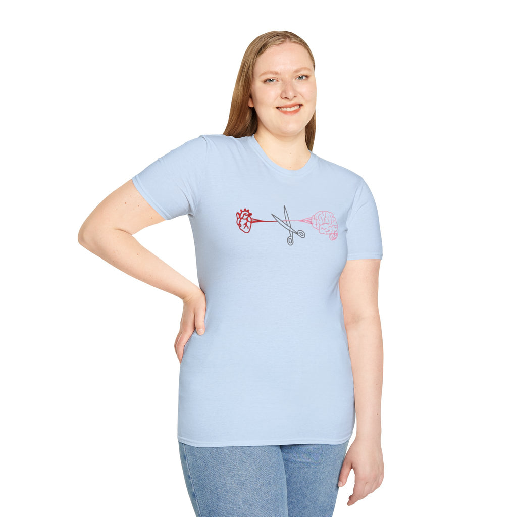 Heart and Brain Scissors T-Shirt | Heart vs Brain Illustration