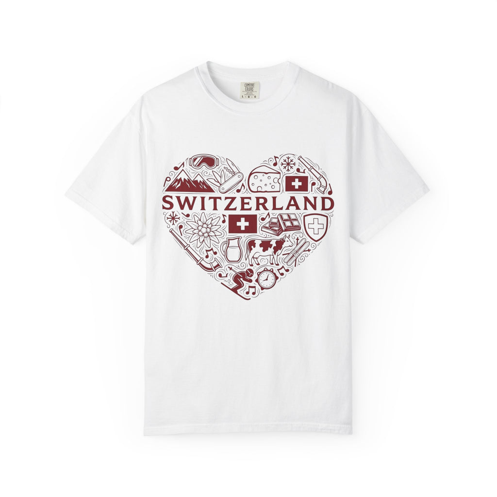 Switzerland Heart Graphic T-Shirt — Swiss Travel Souvenir Tee