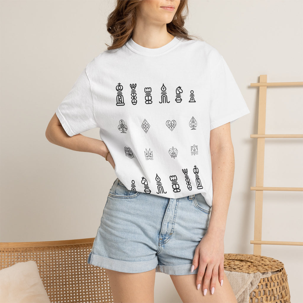 Minimalist Chess Pieces T-Shirt | Line Art Chess Icons