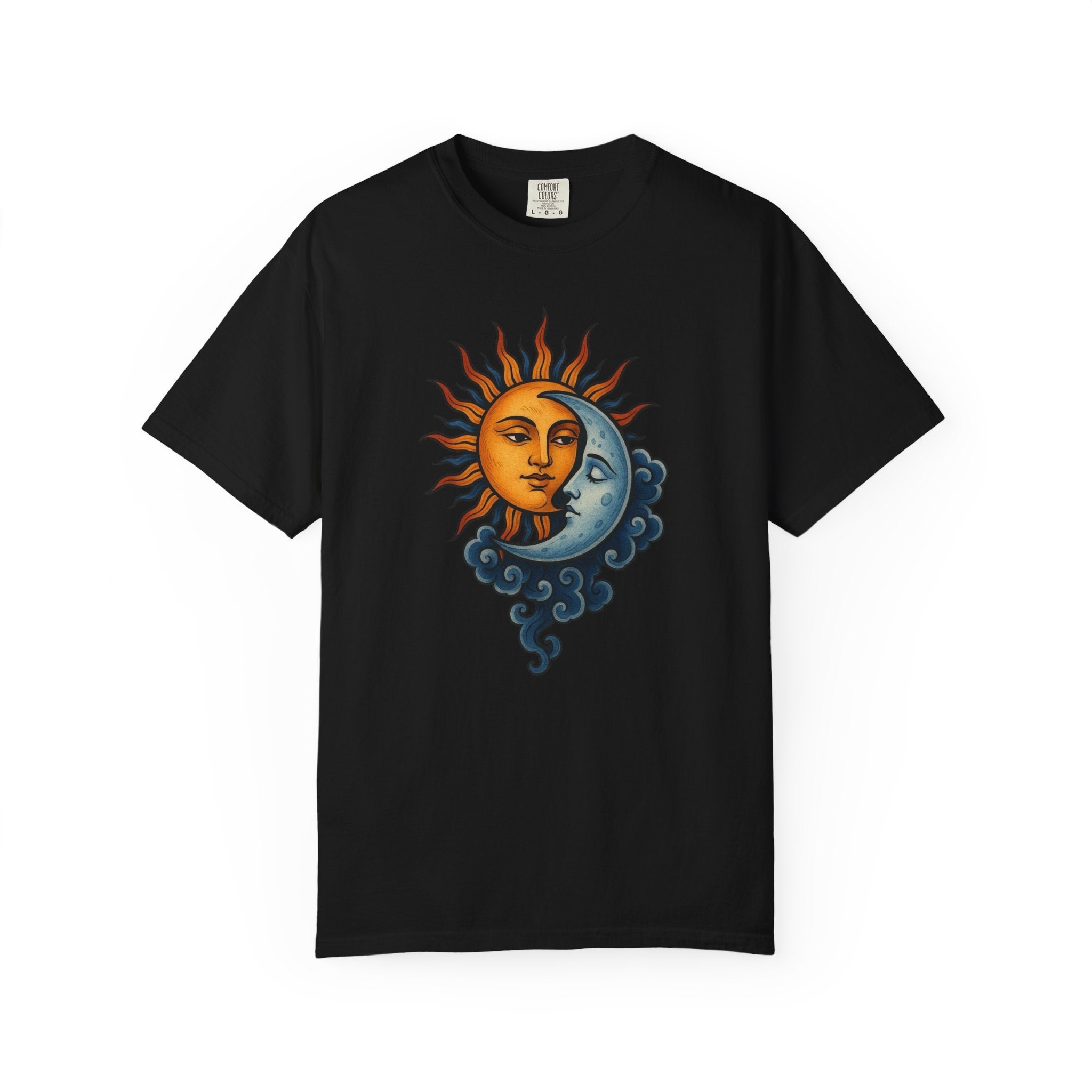 Sun and Moon Vintage Graphic T-Shirt — Celestial Solar Lunar Design