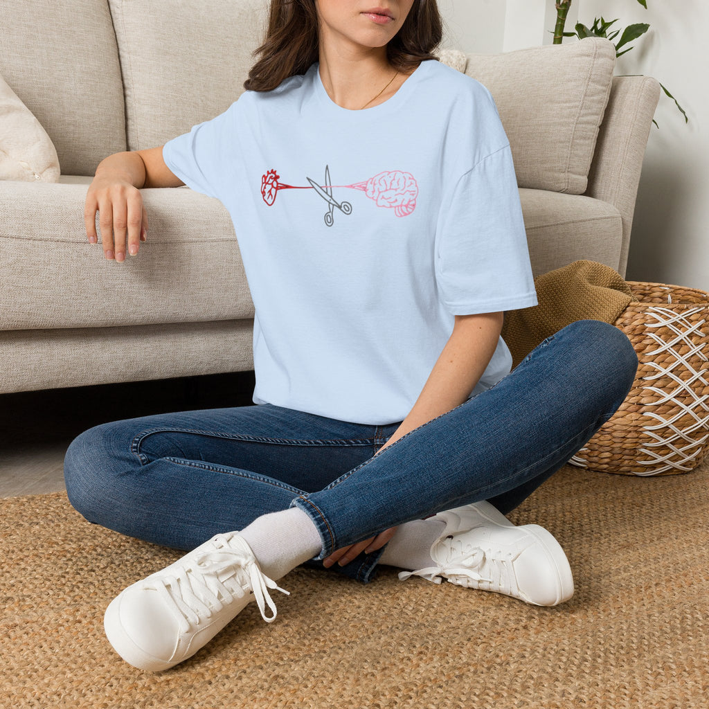 Heart and Brain Scissors T-Shirt | Heart vs Brain Illustration