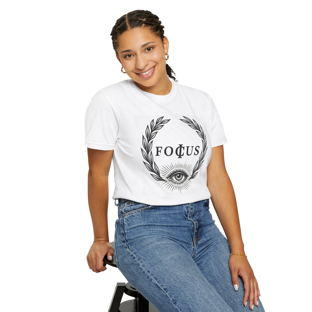 Focus Eye Laurel T-shirt | All-Seeing Eye Illustration, Motivational Typography