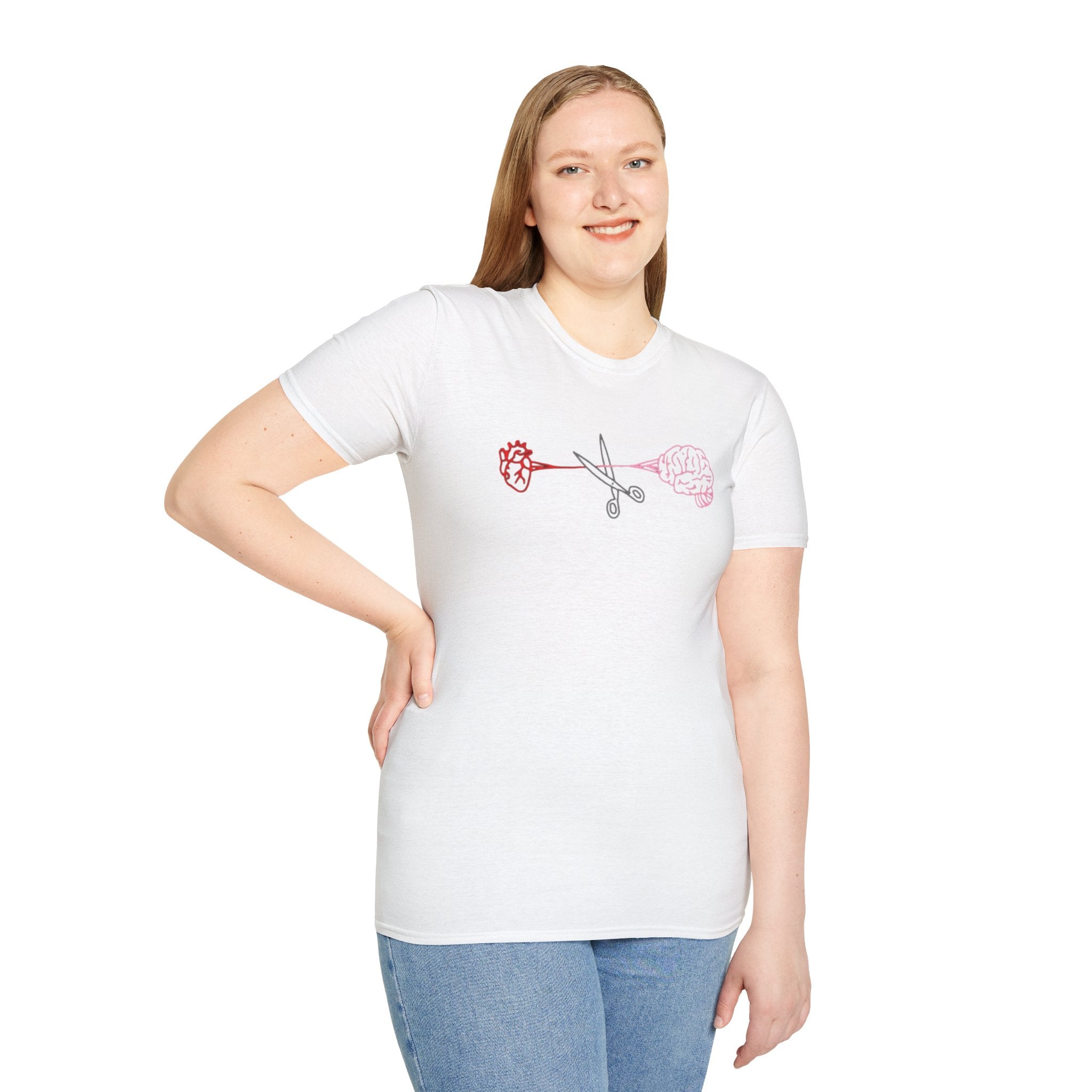 Heart and Brain Scissors T-Shirt | Heart vs Brain Illustration
