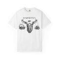 Harmony Scales T-Shirt — Muscular Scales Graphic Tee with ‘HARMONIA’ Text