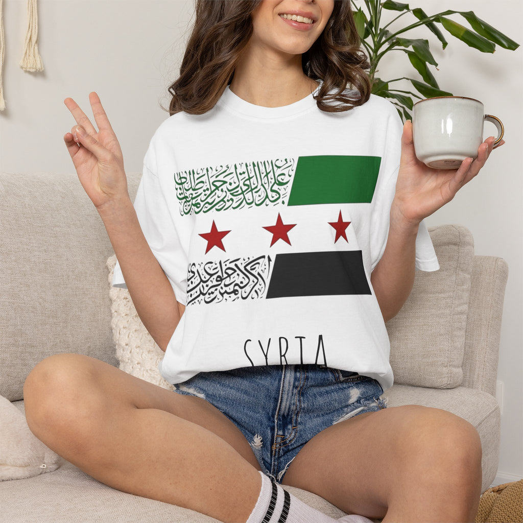 Syria Flag Graphic T-Shirt — Retro Arab Spring Stars Tee
