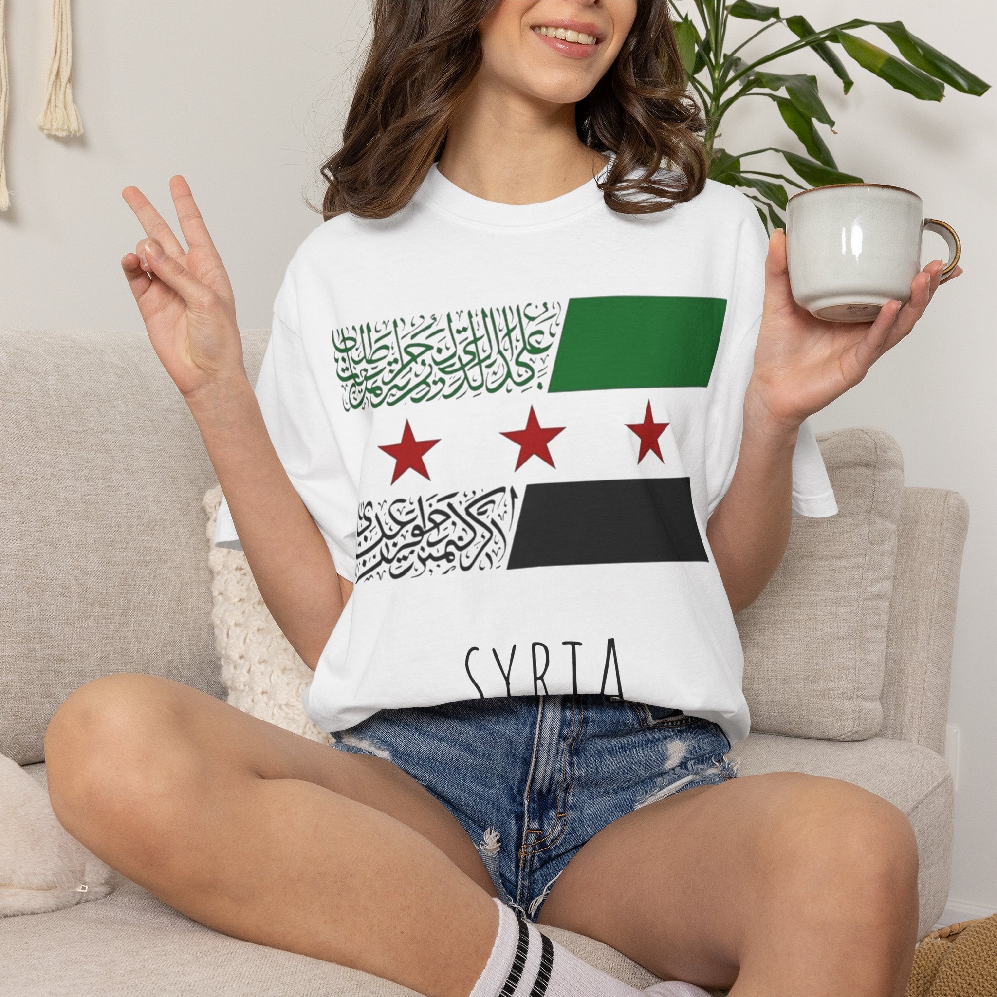 Syria Flag Graphic T-Shirt — Retro Arab Spring Stars Tee