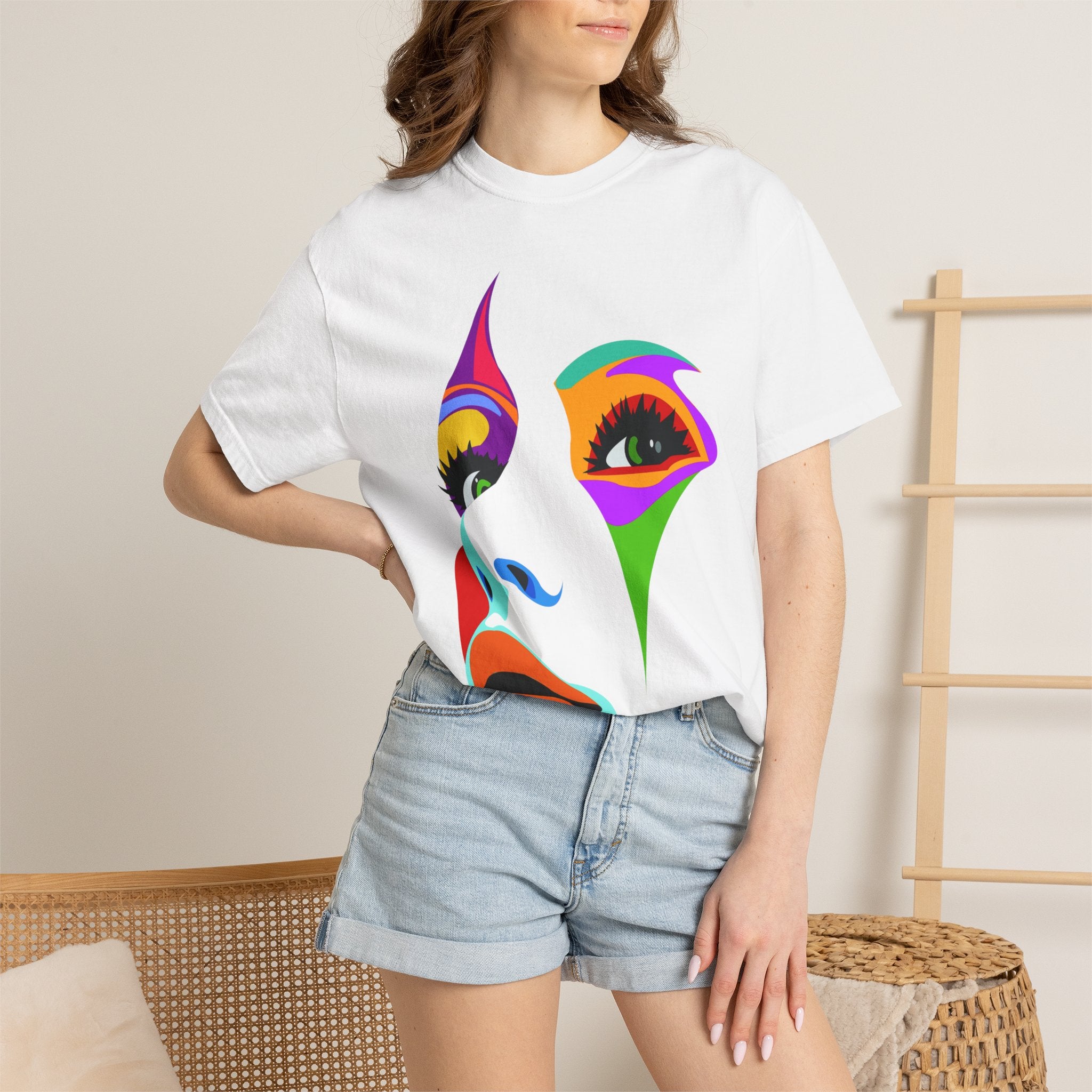 Colorful Abstract Face T-shirt | Pop Art Portrait, Rainbow Minimalist Design