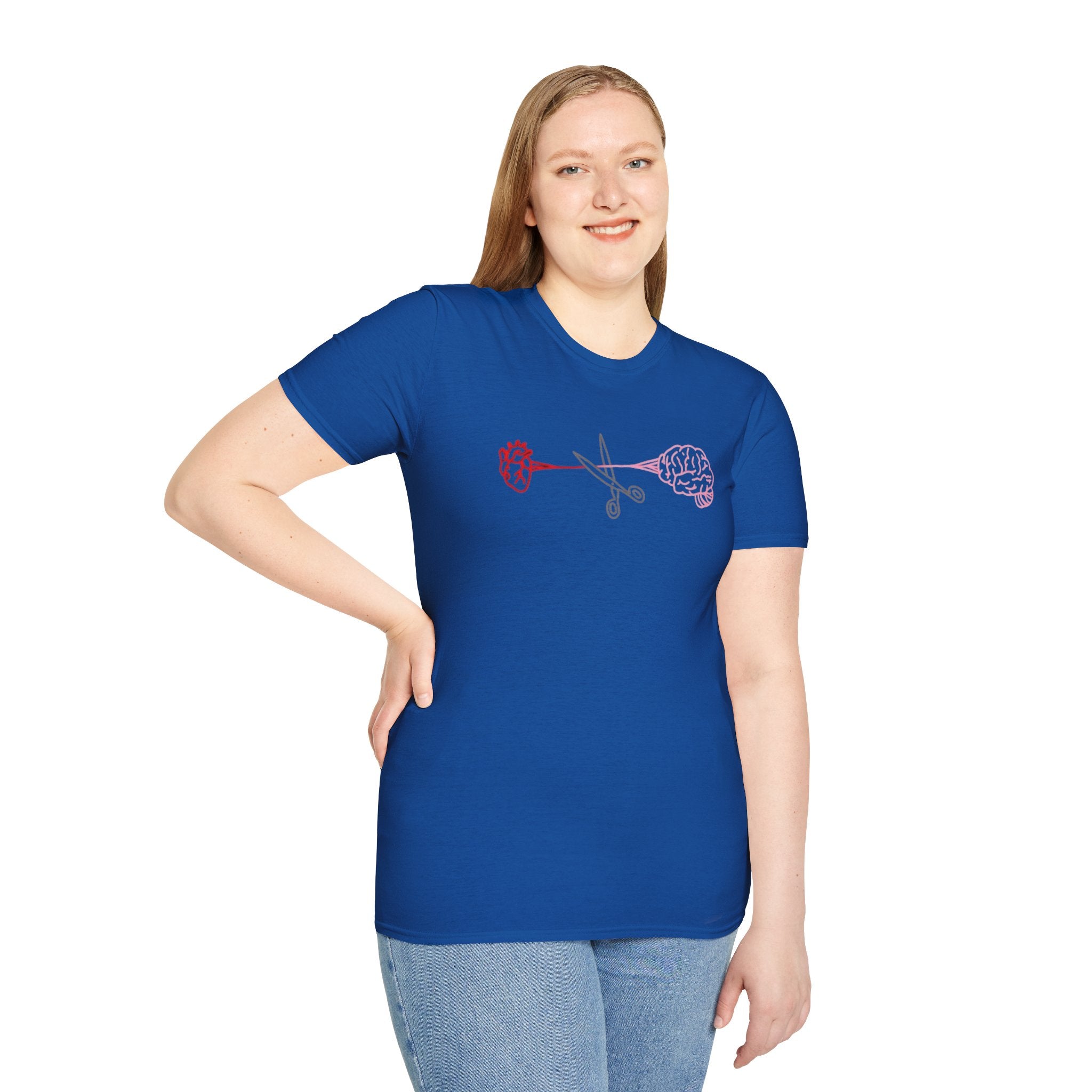 Heart and Brain Scissors T-Shirt | Heart vs Brain Illustration