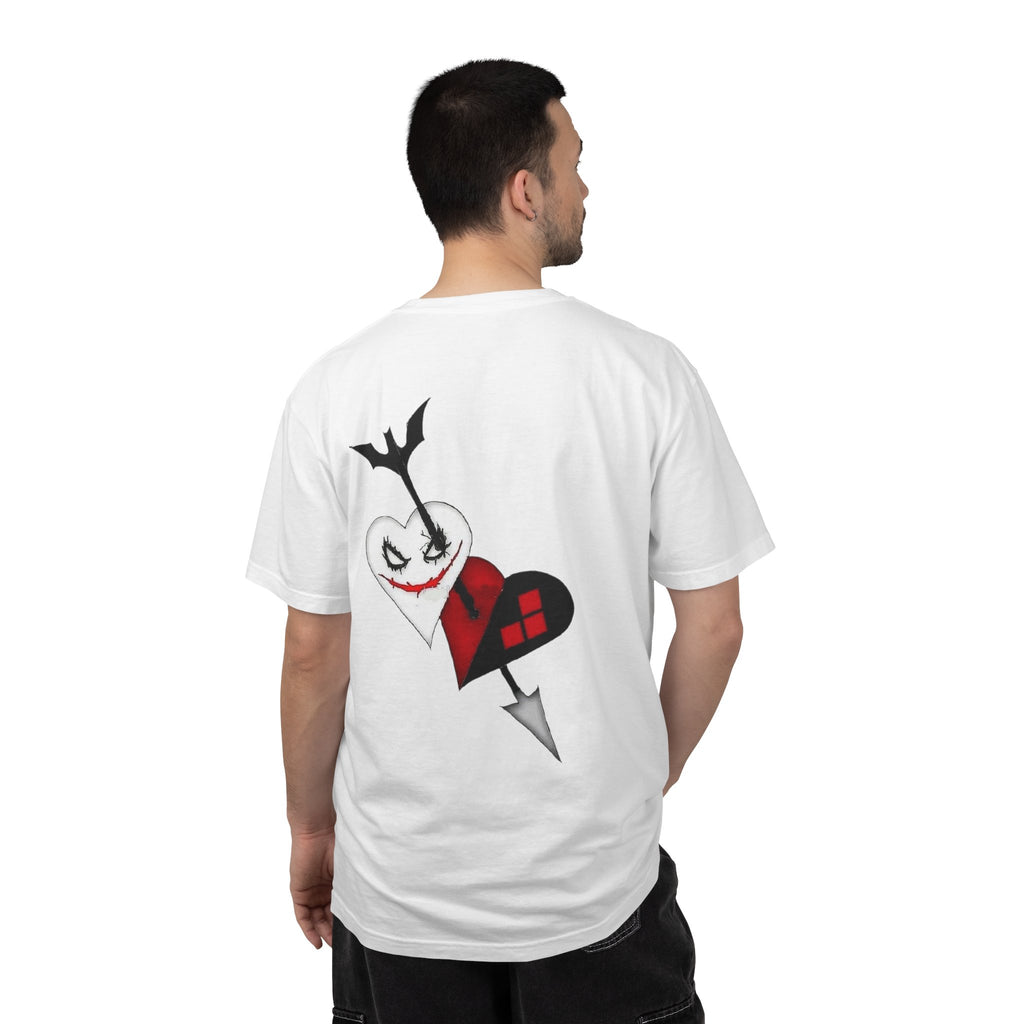 Joker Graphic T-Shirt — Red Graffiti Front & Harlequin Heart Back