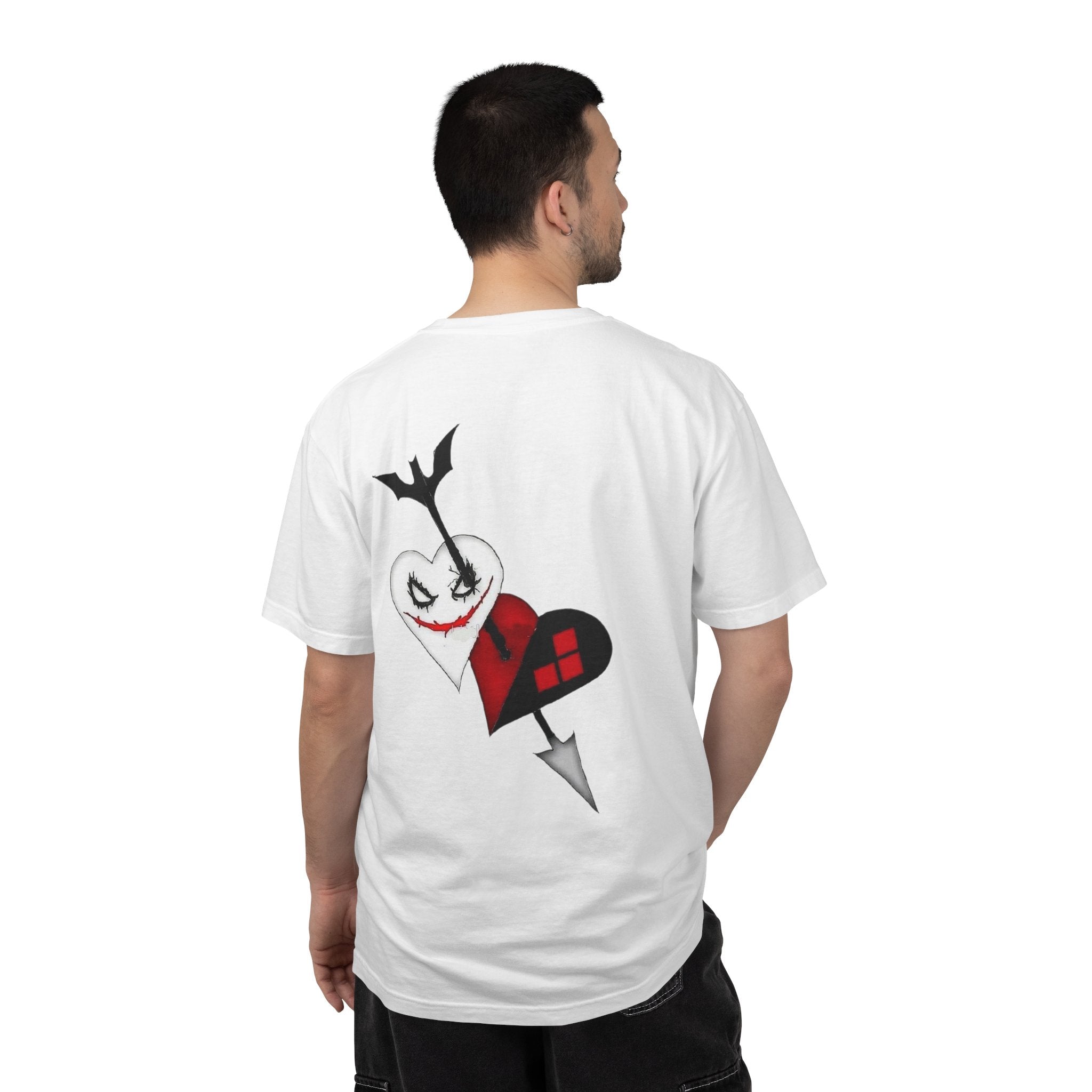 Joker Graphic T-Shirt — Red Graffiti Front & Harlequin Heart Back