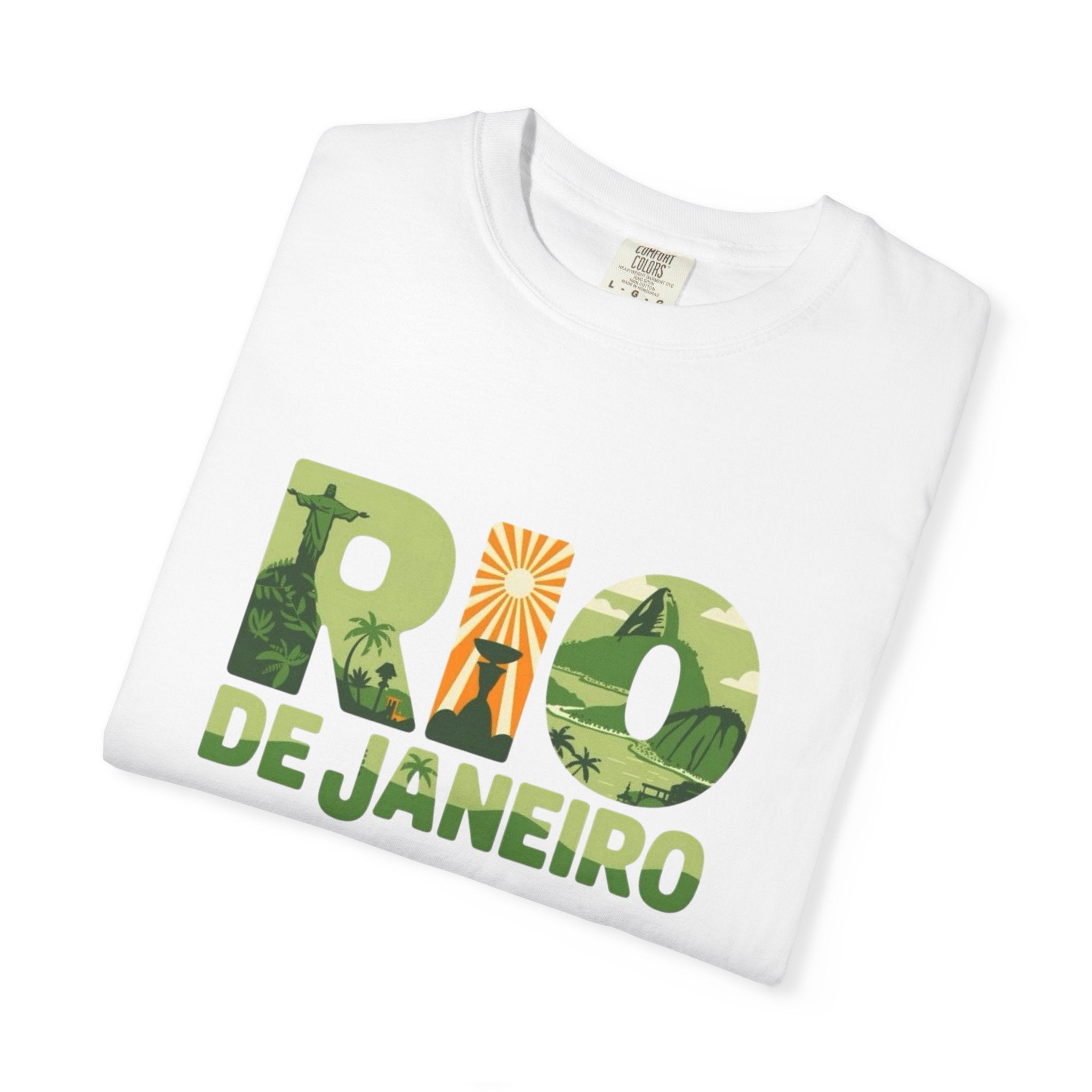 Rio de Janeiro Graphic T-Shirt | Tropical Landscape Lettering