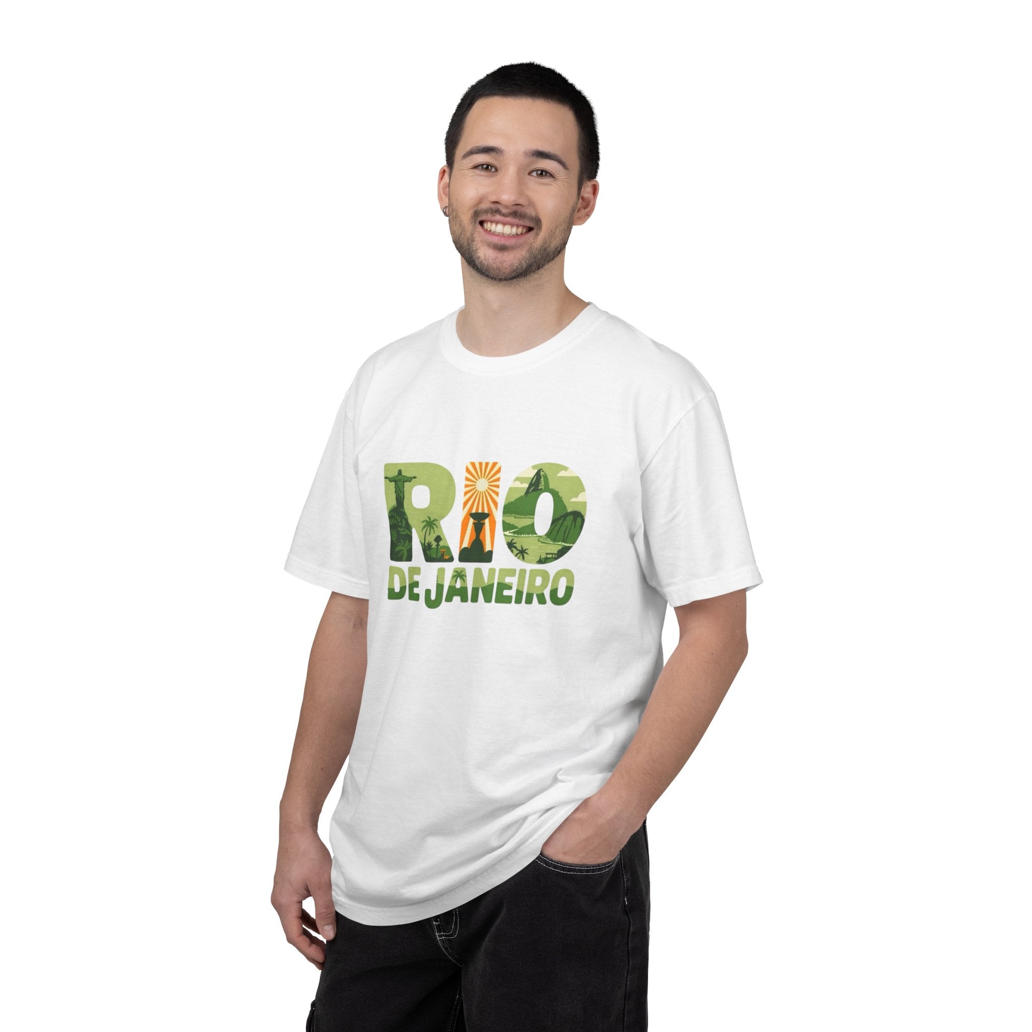 Rio de Janeiro Graphic T-Shirt | Tropical Landscape Lettering