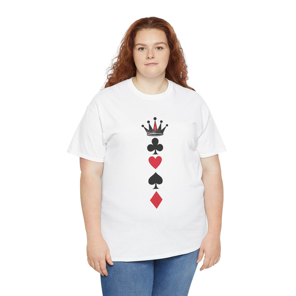 Playing Card Suits Tee — Crown & Suits Vertical Design
