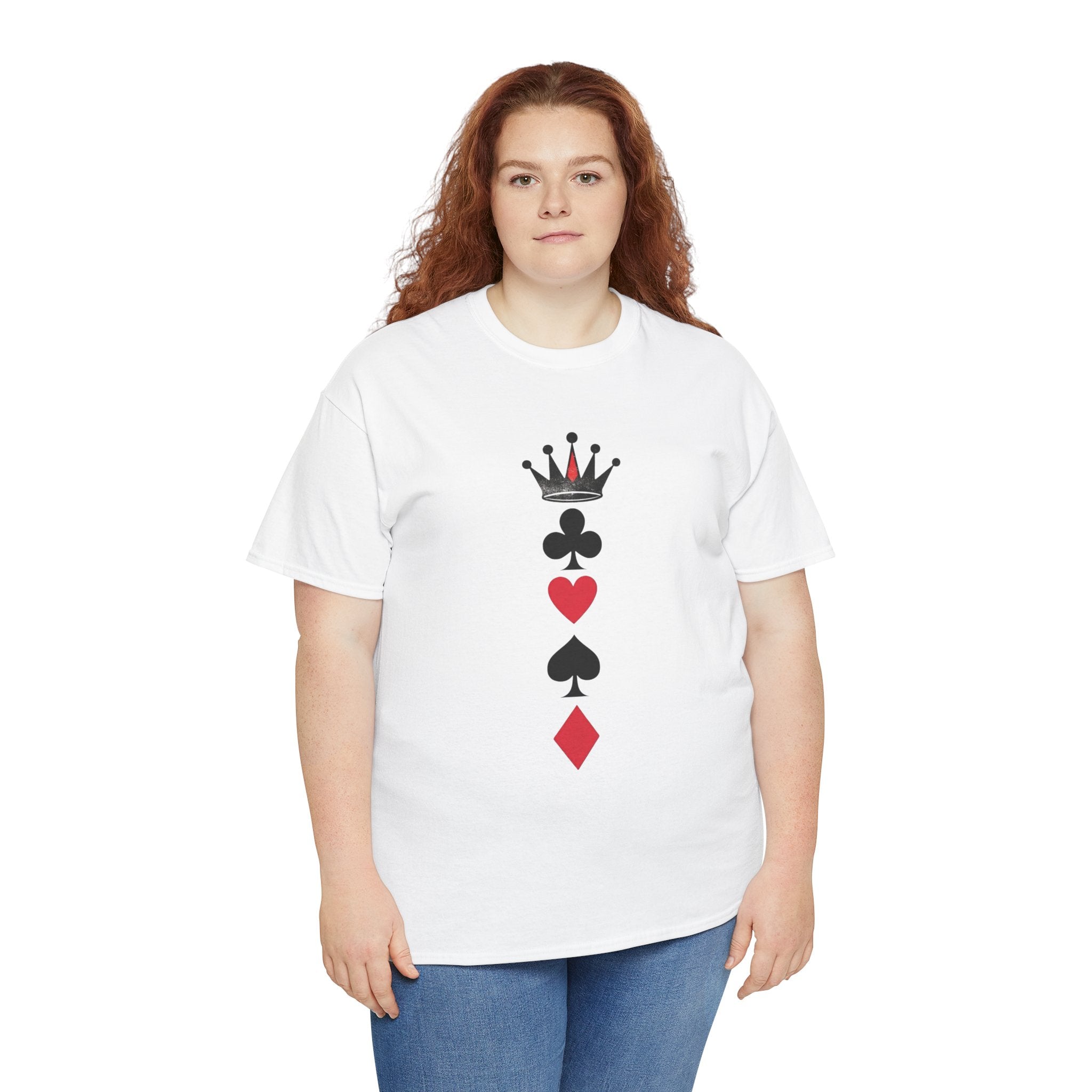 Playing Card Suits Tee — Crown & Suits Vertical Design