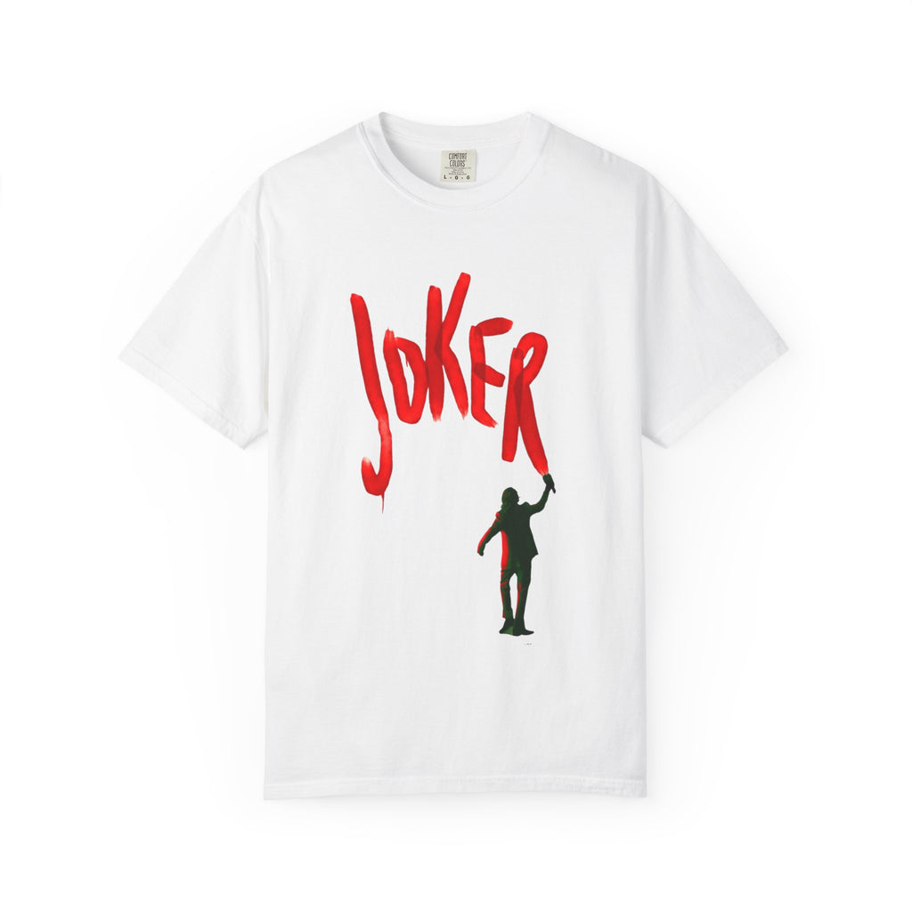 Joker Graphic T-Shirt — Red Graffiti Front & Harlequin Heart Back