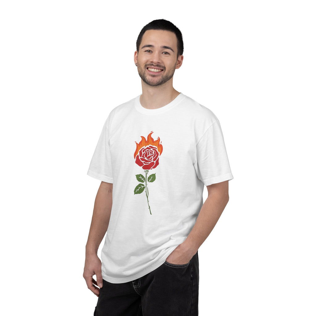 Flaming Rose T-shirt | Burning Rose Graphic Tee