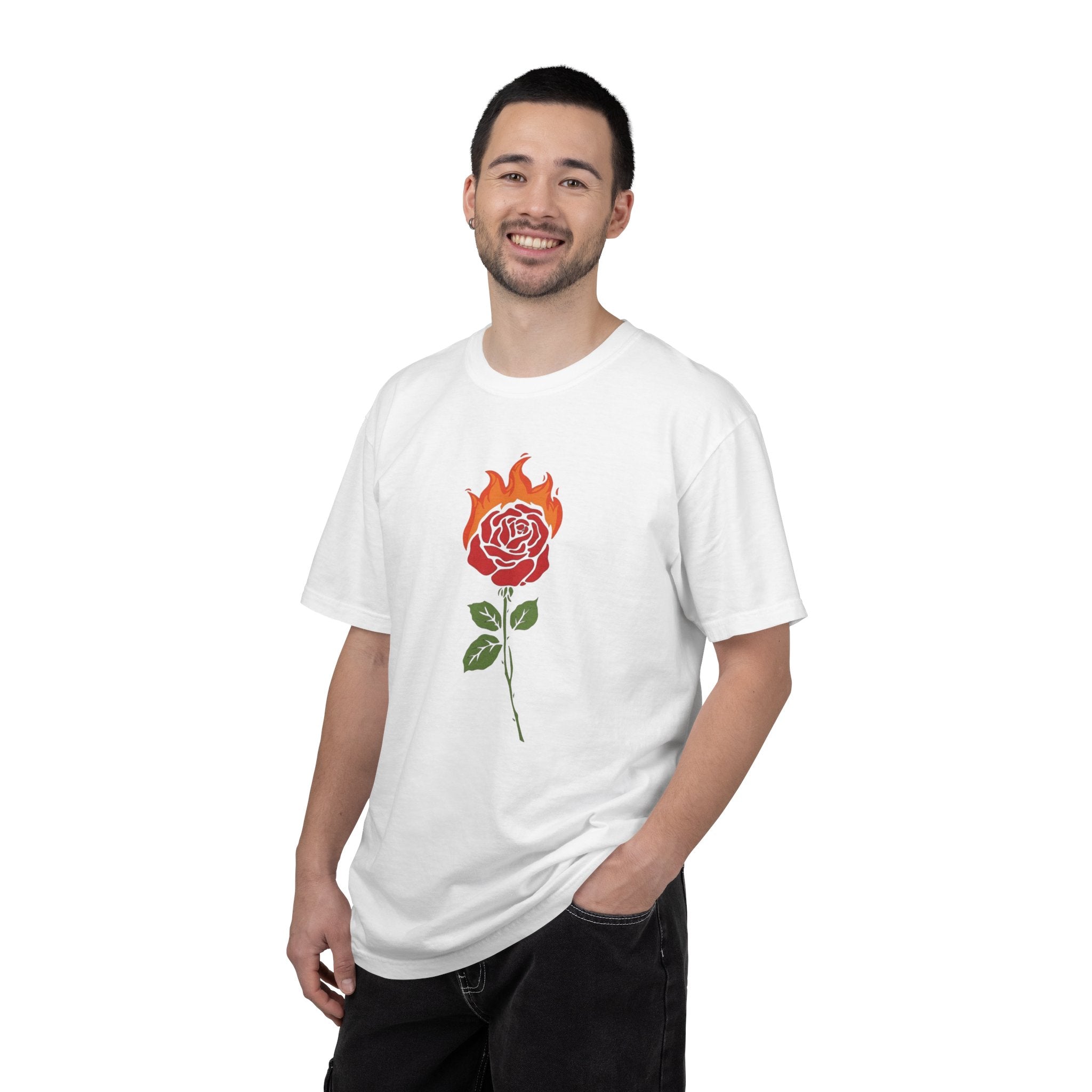 Flaming Rose T-shirt | Burning Rose Graphic Tee