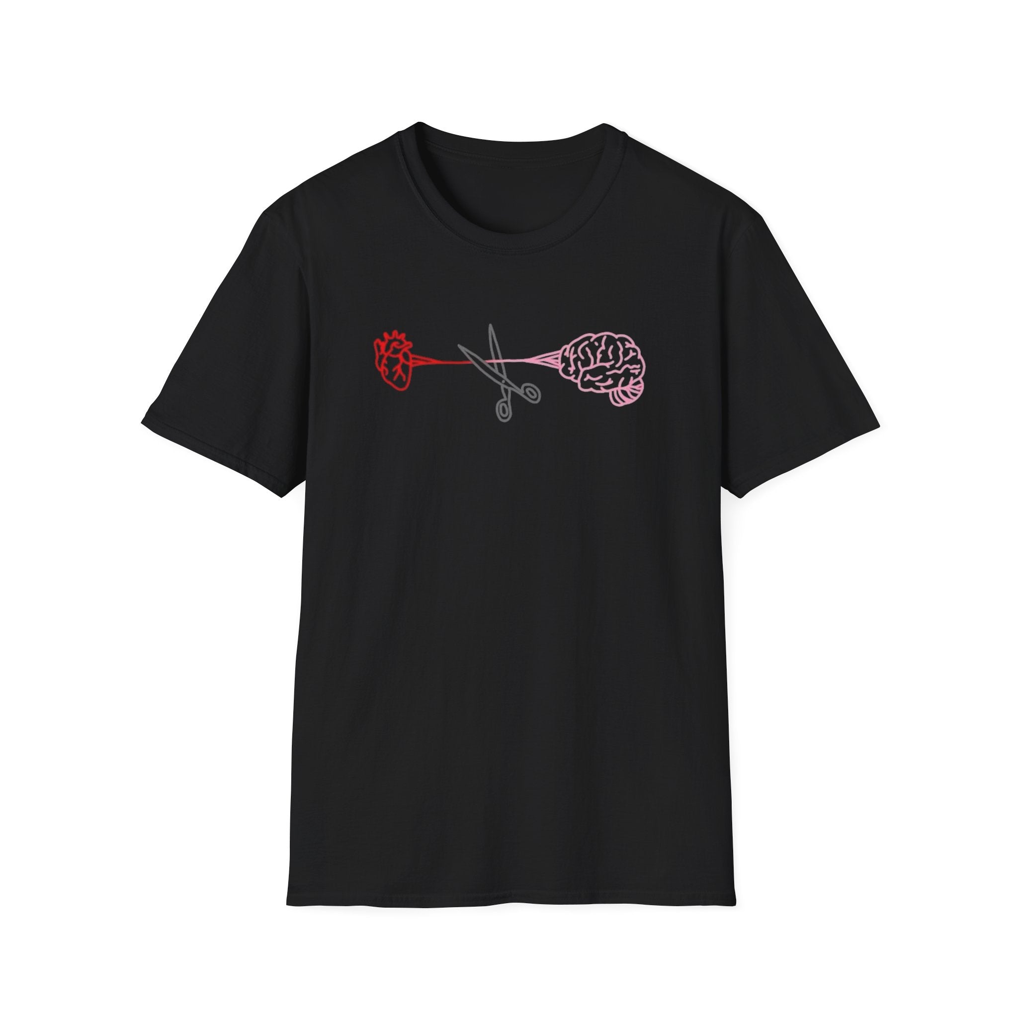 Heart and Brain Scissors T-Shirt | Heart vs Brain Illustration