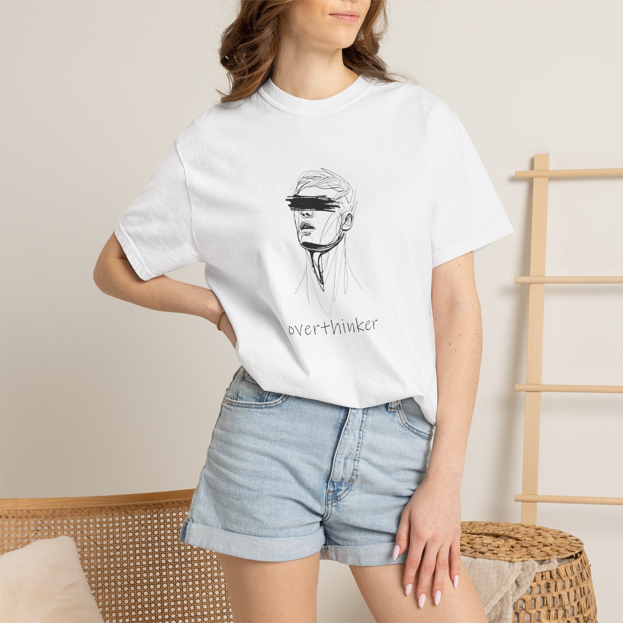 Overthinker Graphic T-Shirt — Minimalist Sketch Tee