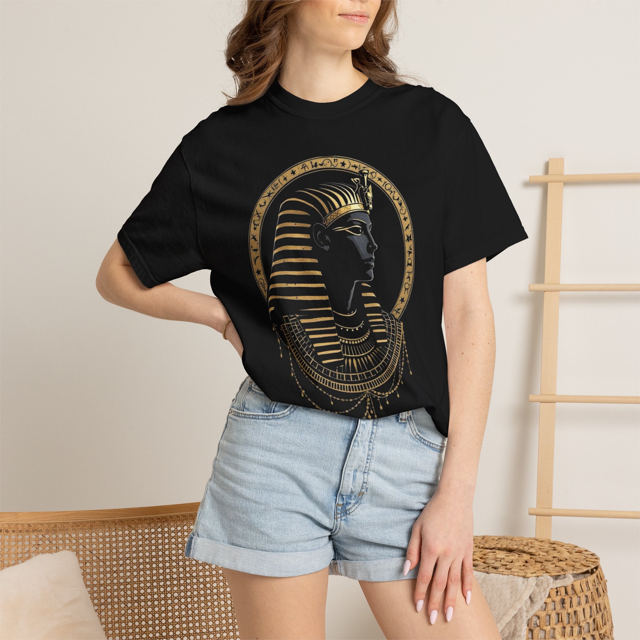 Egyptian Pharaoh & Anubis T-Shirt — Gold Ancient Egypt Poster Tee