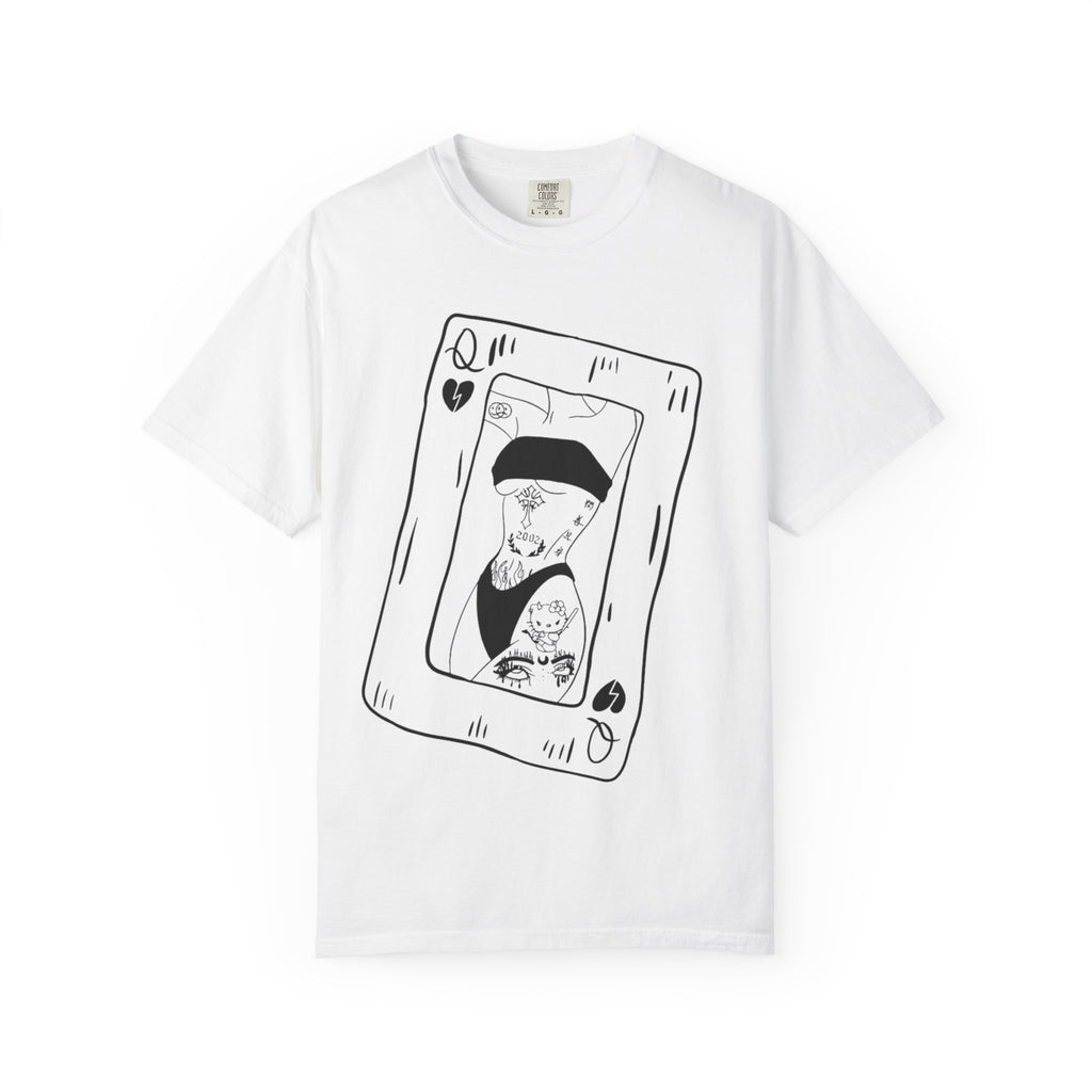 Queen of Hearts Playing Card T-Shirt — Retro Illustration Tee