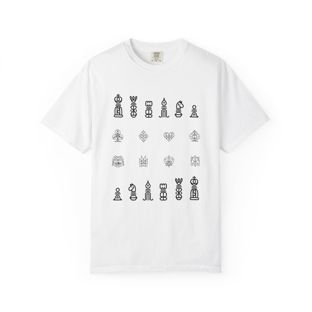 Minimalist Chess Pieces T-Shirt | Line Art Chess Icons