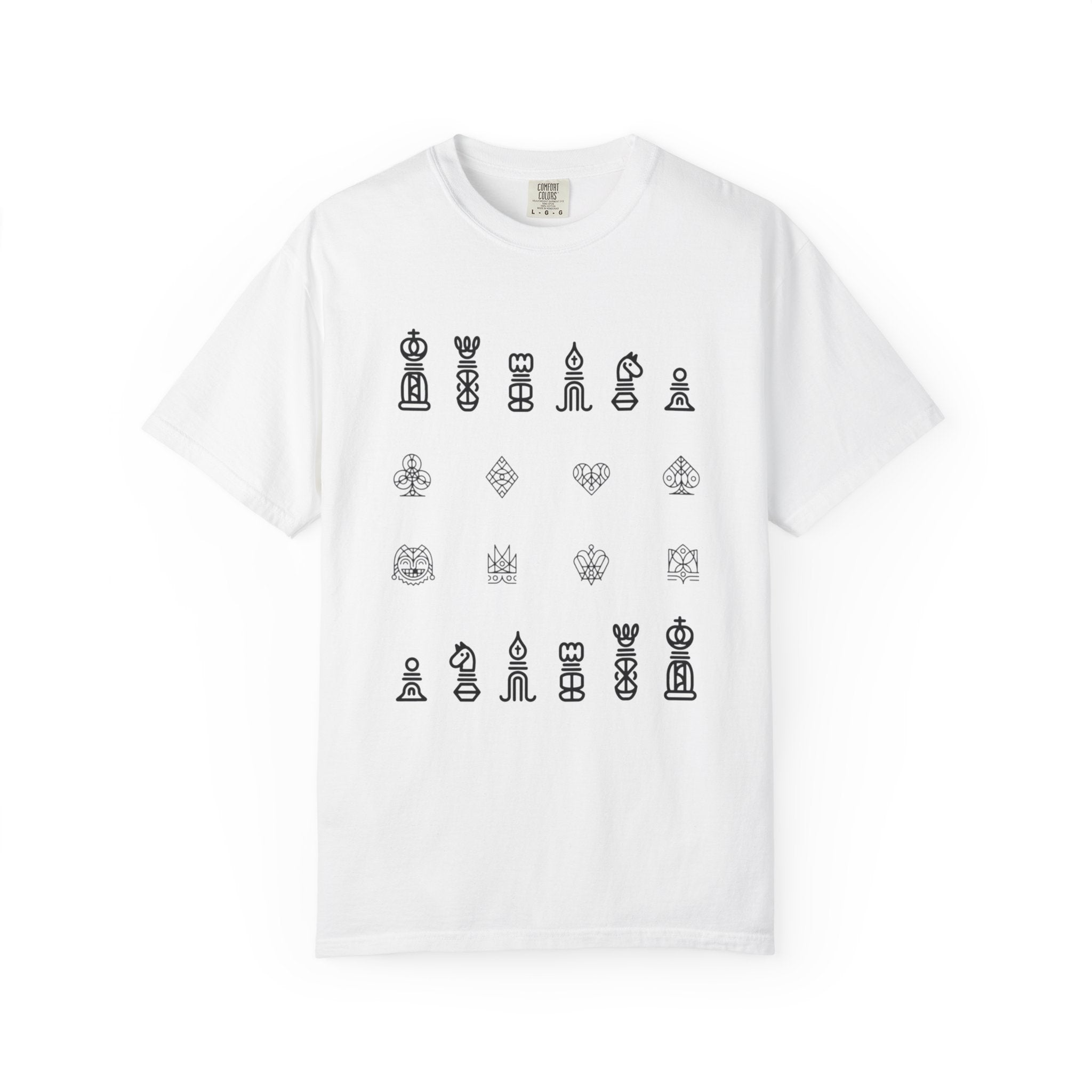 Minimalist Chess Pieces T-Shirt | Line Art Chess Icons