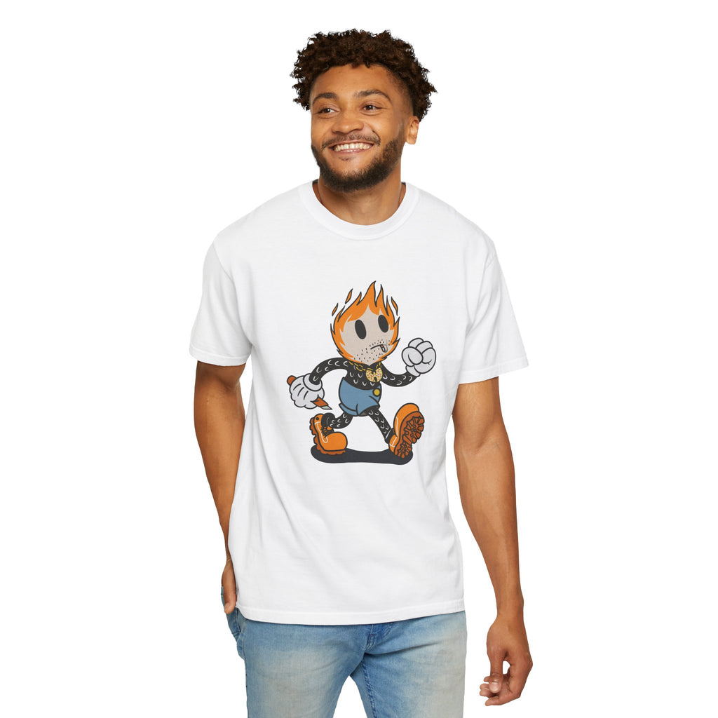 Flame-Head Retro Cartoon T-Shirt