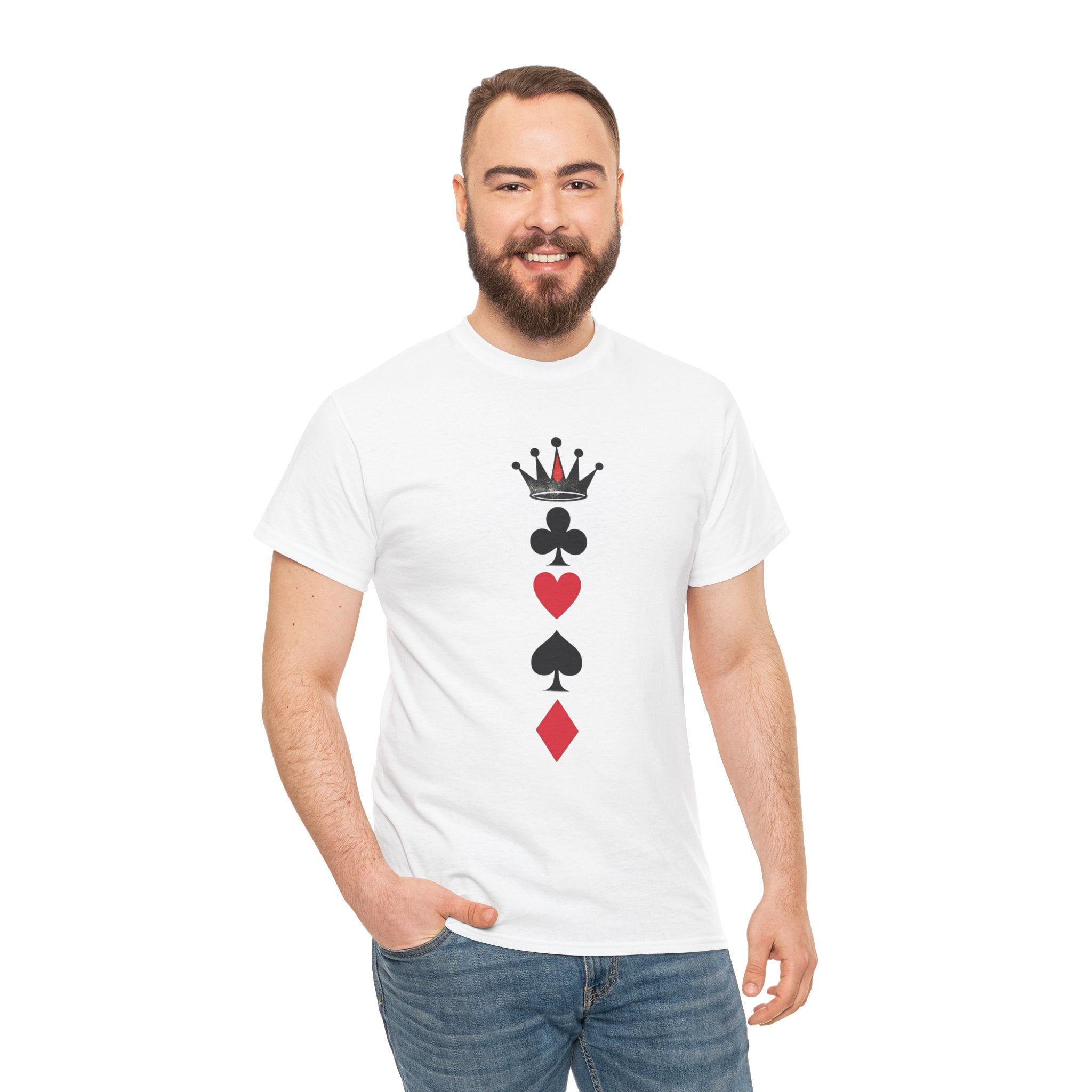 Playing Card Suits Tee — Crown & Suits Vertical Design
