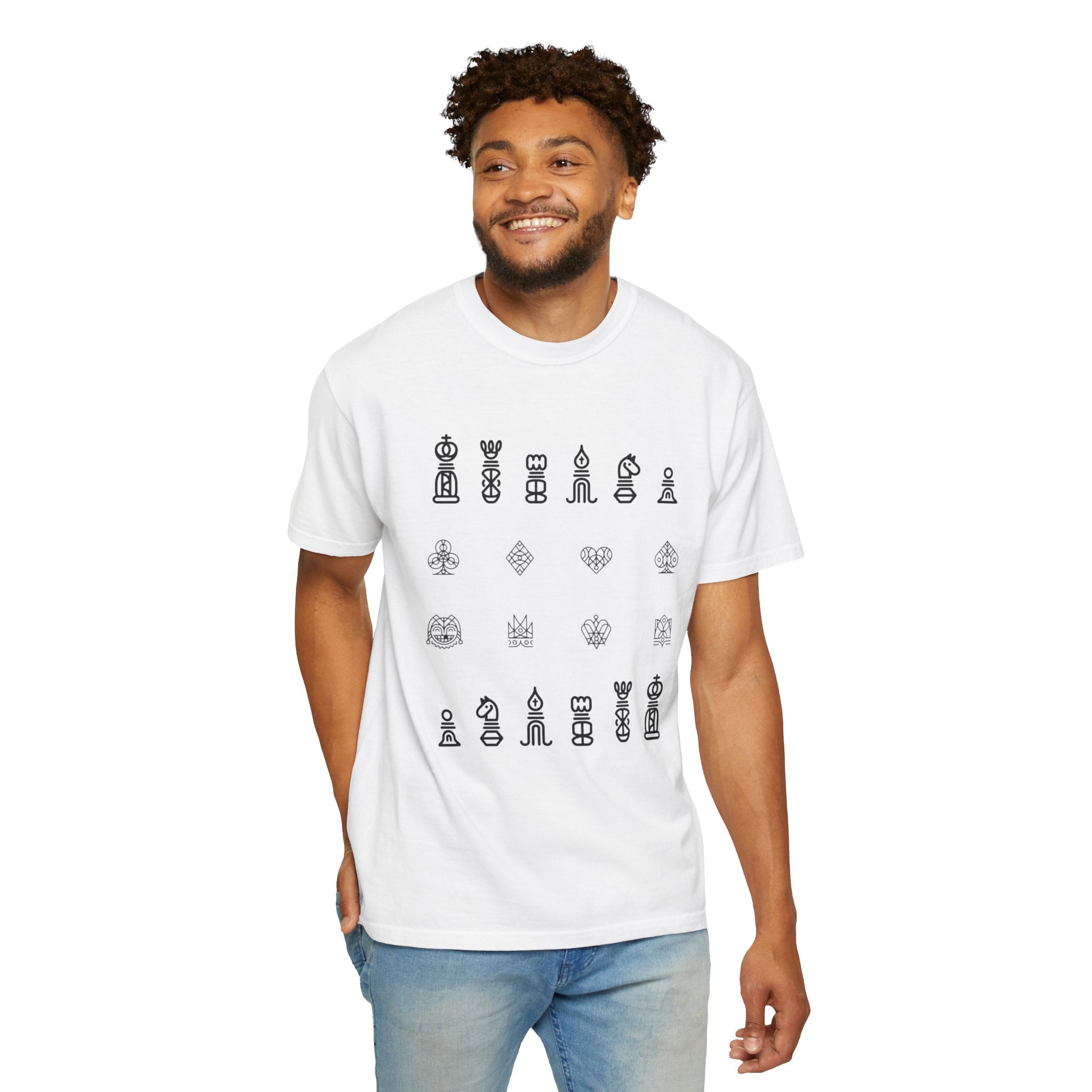 Minimalist Chess Pieces T-Shirt | Line Art Chess Icons
