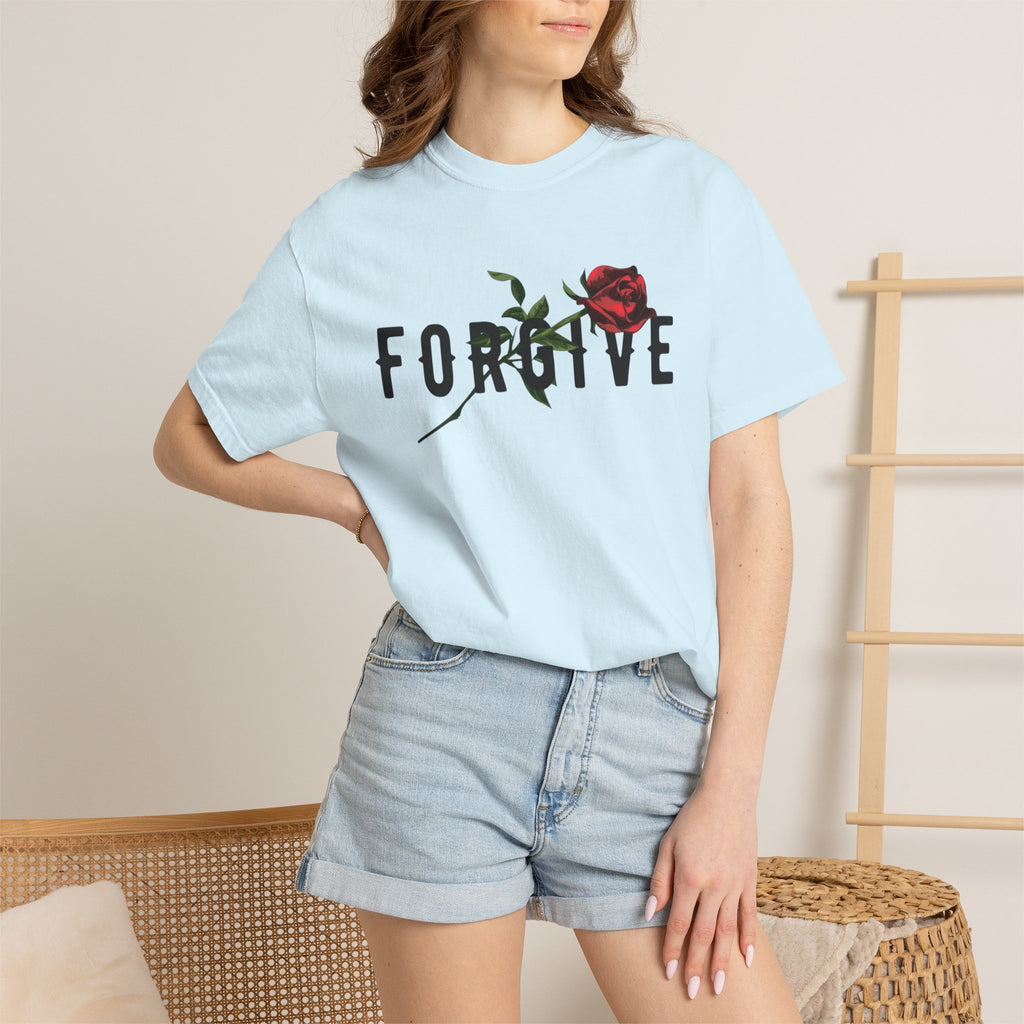 Forgive Rose T-Shirt — Floral Typography Graphic Tee