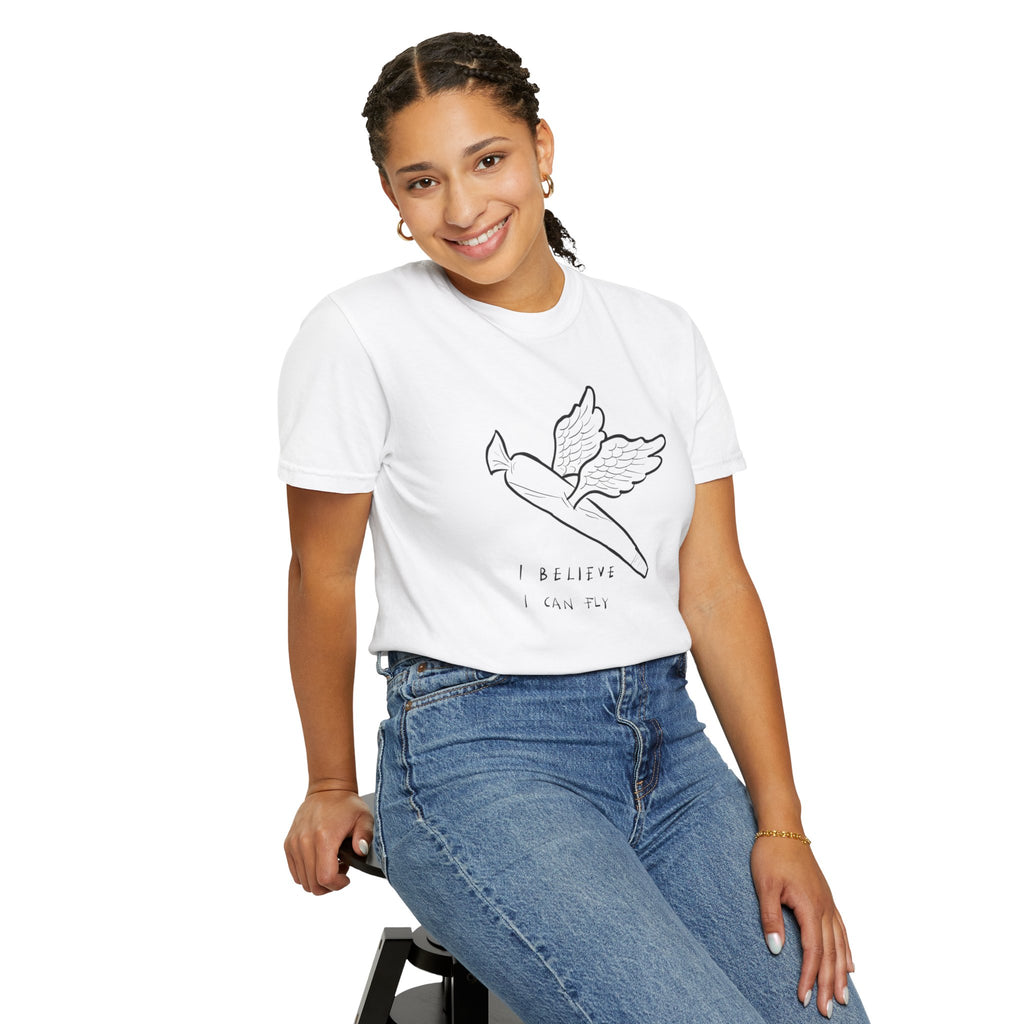 I Believe I Can Fly T-Shirt — Minimal Dove Sketch Tee