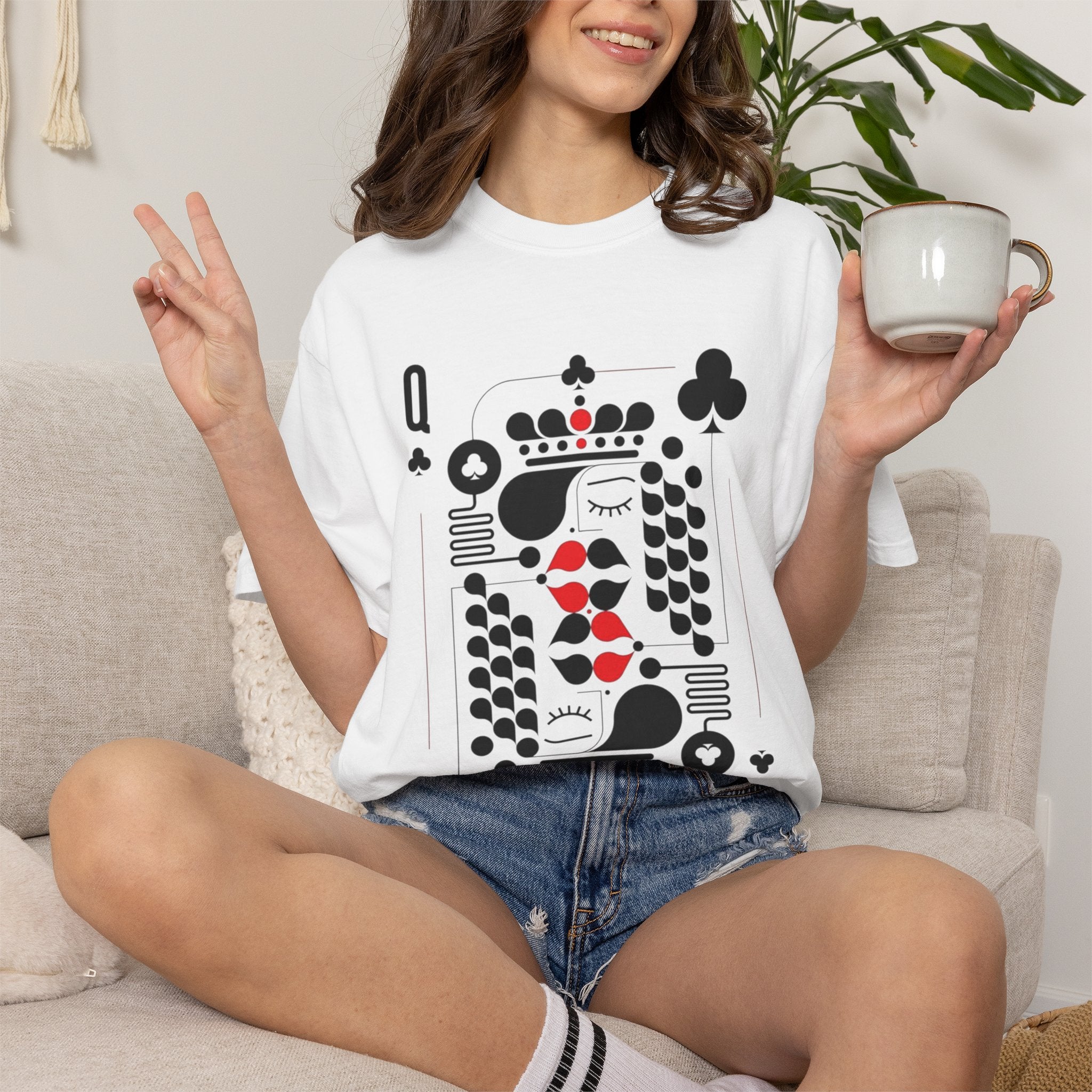 Queen of Clubs Graphic T‑Shirt — Playing Card Design