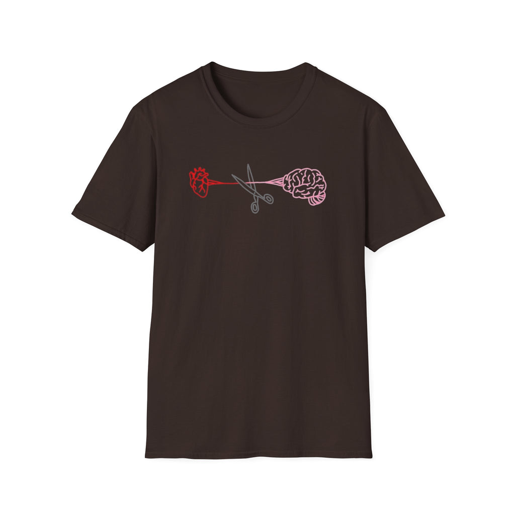 Heart and Brain Scissors T-Shirt | Heart vs Brain Illustration