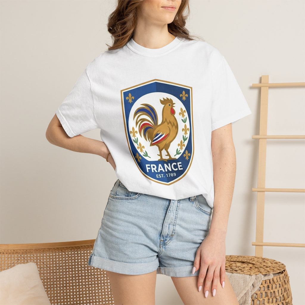France Rooster Crest T-Shirt — French Heritage Vintage Emblem Tee