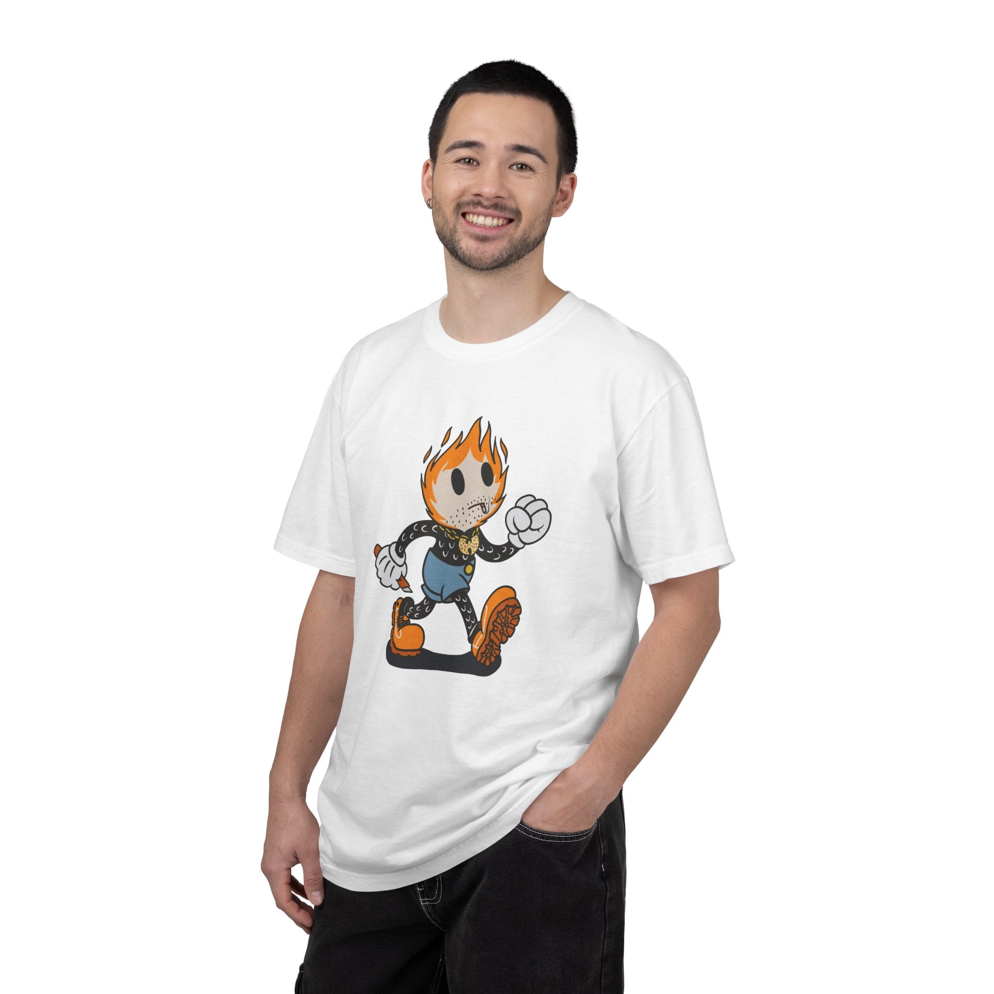 Flame-Head Retro Cartoon T-Shirt