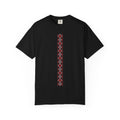 Embroidered Stripe Graphic T-Shirt — Vertical Ethnic Pattern